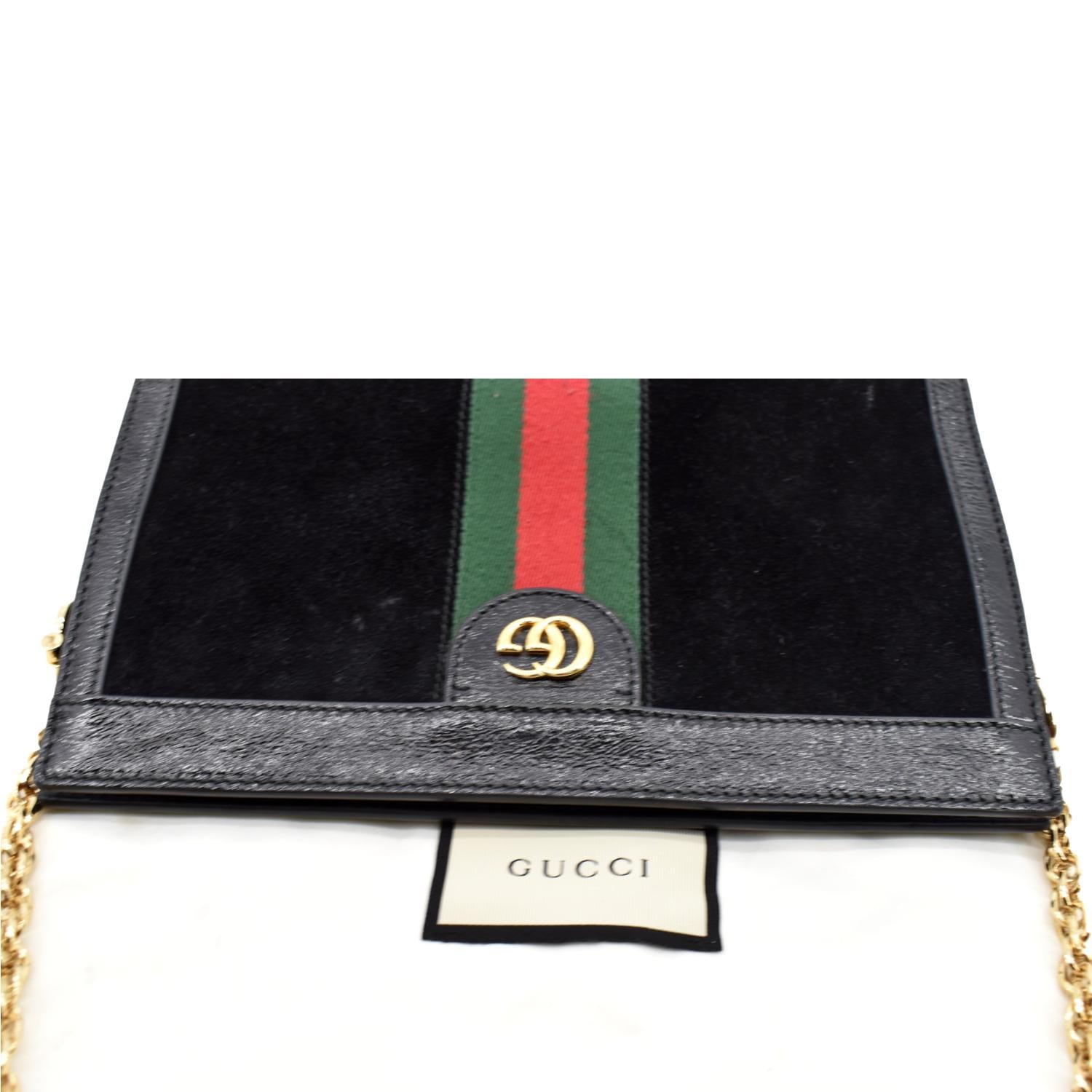 Authentic Gucci calfskin GG web small Ophidia chain shoulder bag