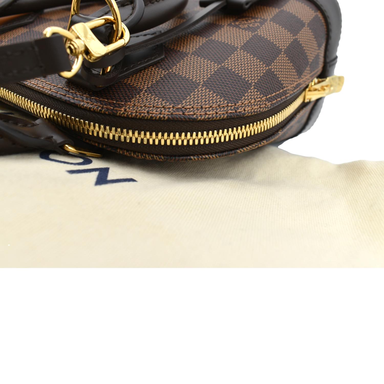 Louis+Vuitton+Alma+Damier+Ebene+Shoulder+Bag+BB+Brown+Canvas for