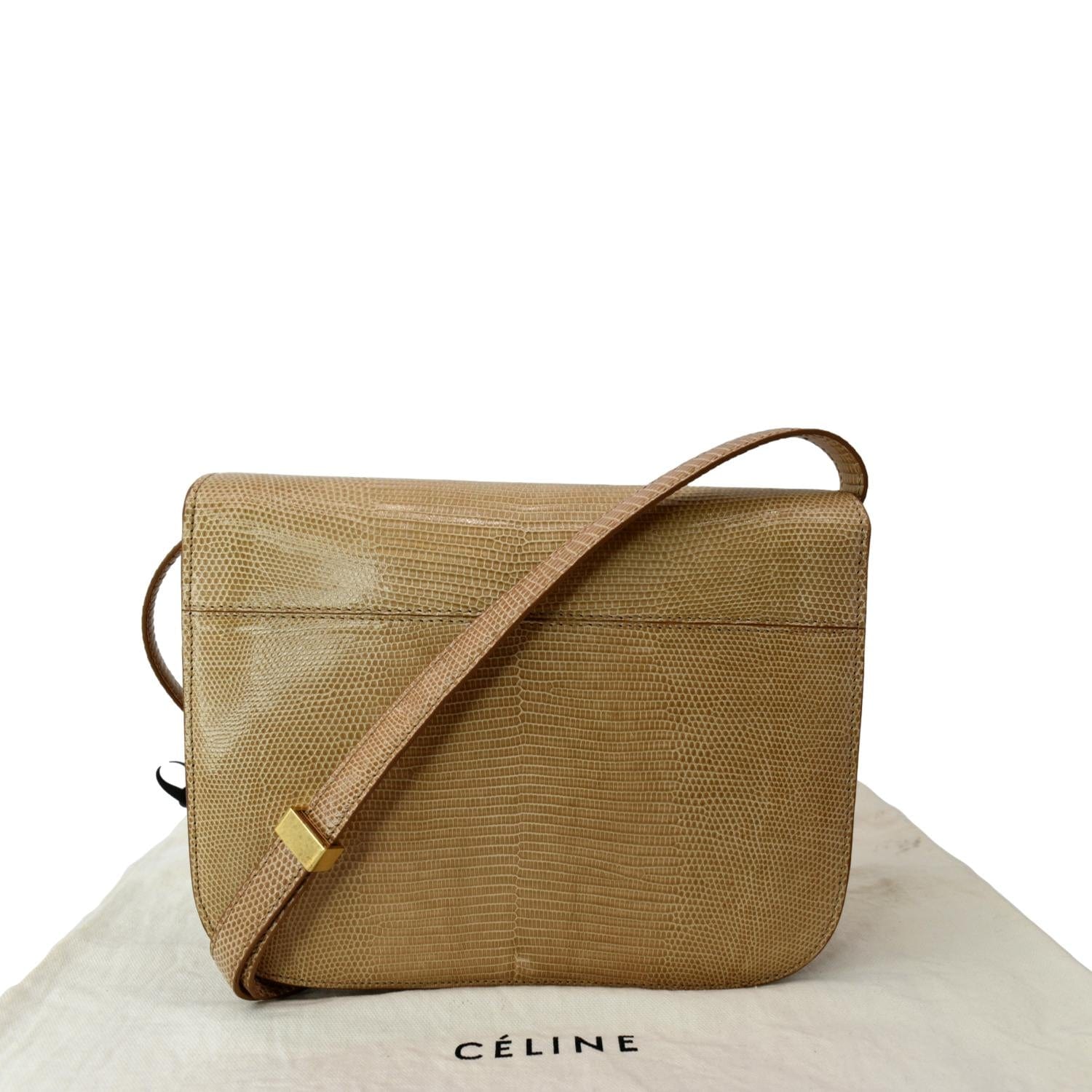 CELINE Lizard Medium Classic Box Flap Bag Natural 1224769