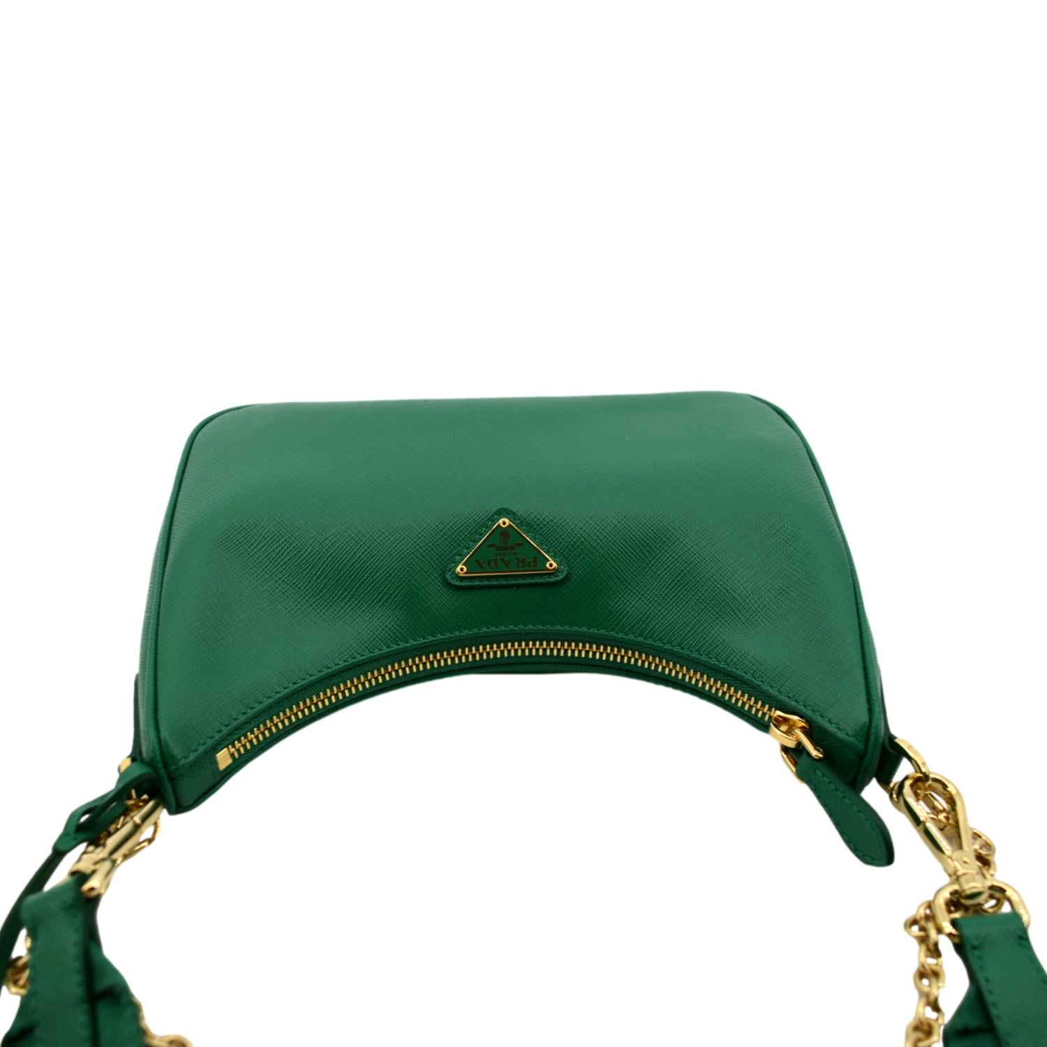 Prada Re-Edition 2005 Saffiano Leather Bag Emerald Green in Saffiano Leather  with Gold-tone - US