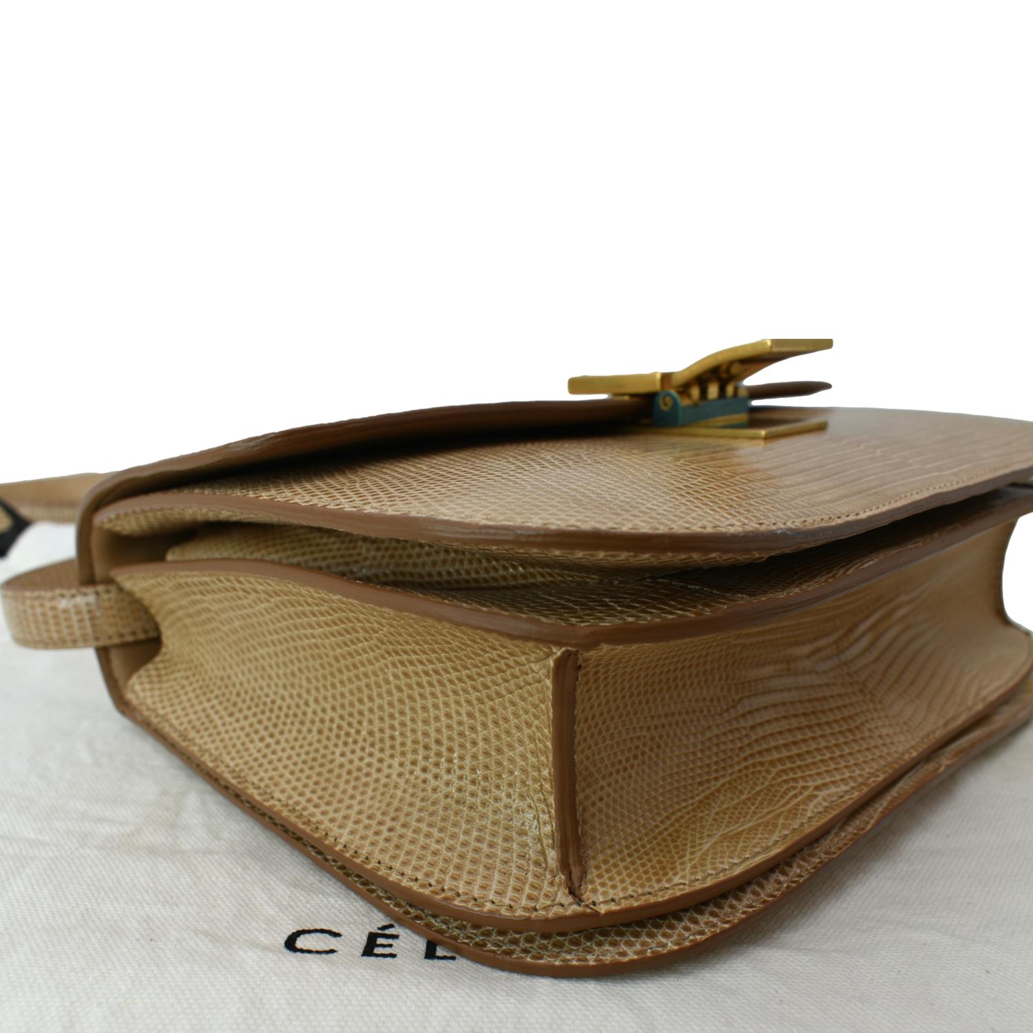 Celine Black/Yellow Lizard and Leather Medium Classic Box Bag
