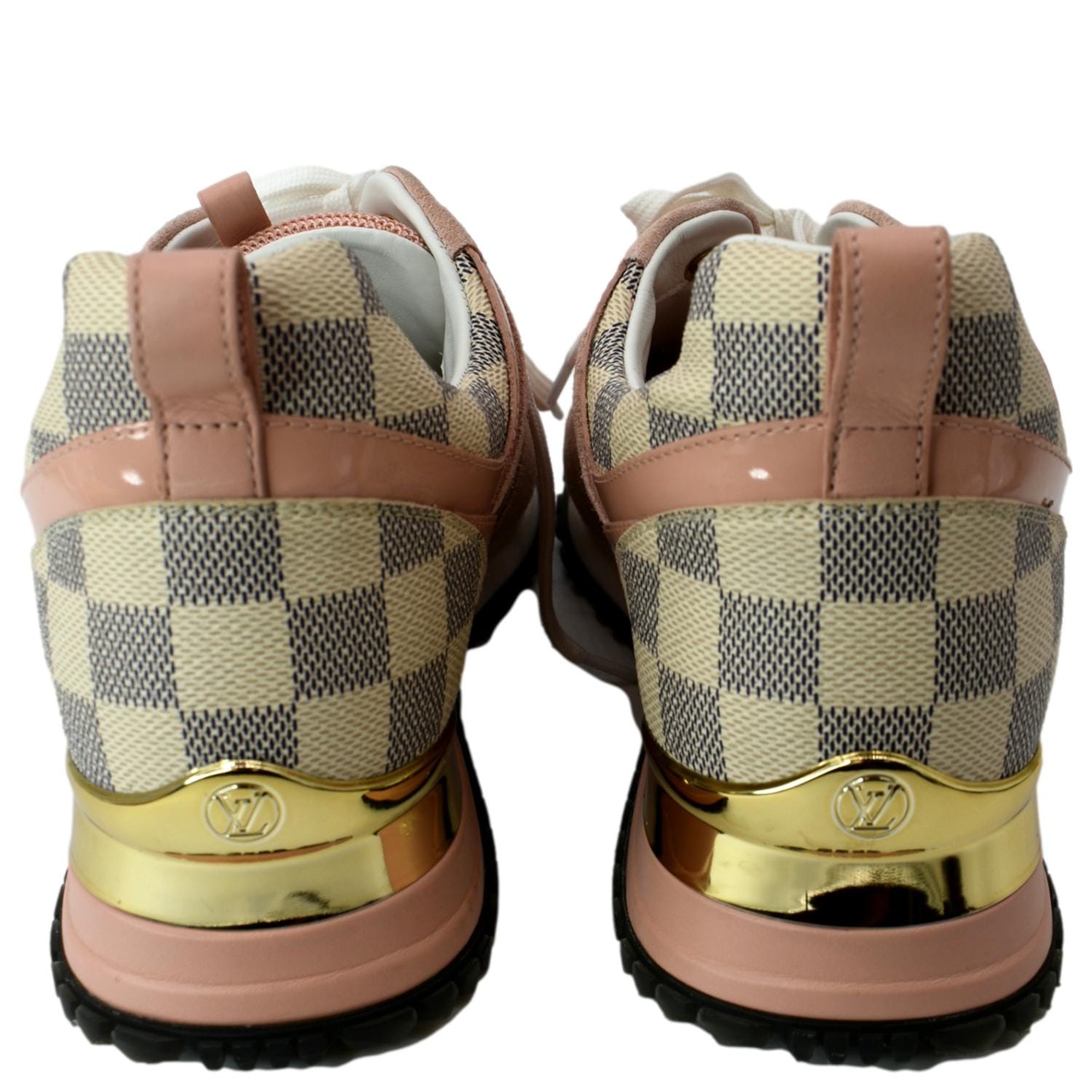LOUIS VUITTON SNEAKERS RUN AWAY SHOES 11 45 LEATHER AND CANVAS DAMIER SHOES