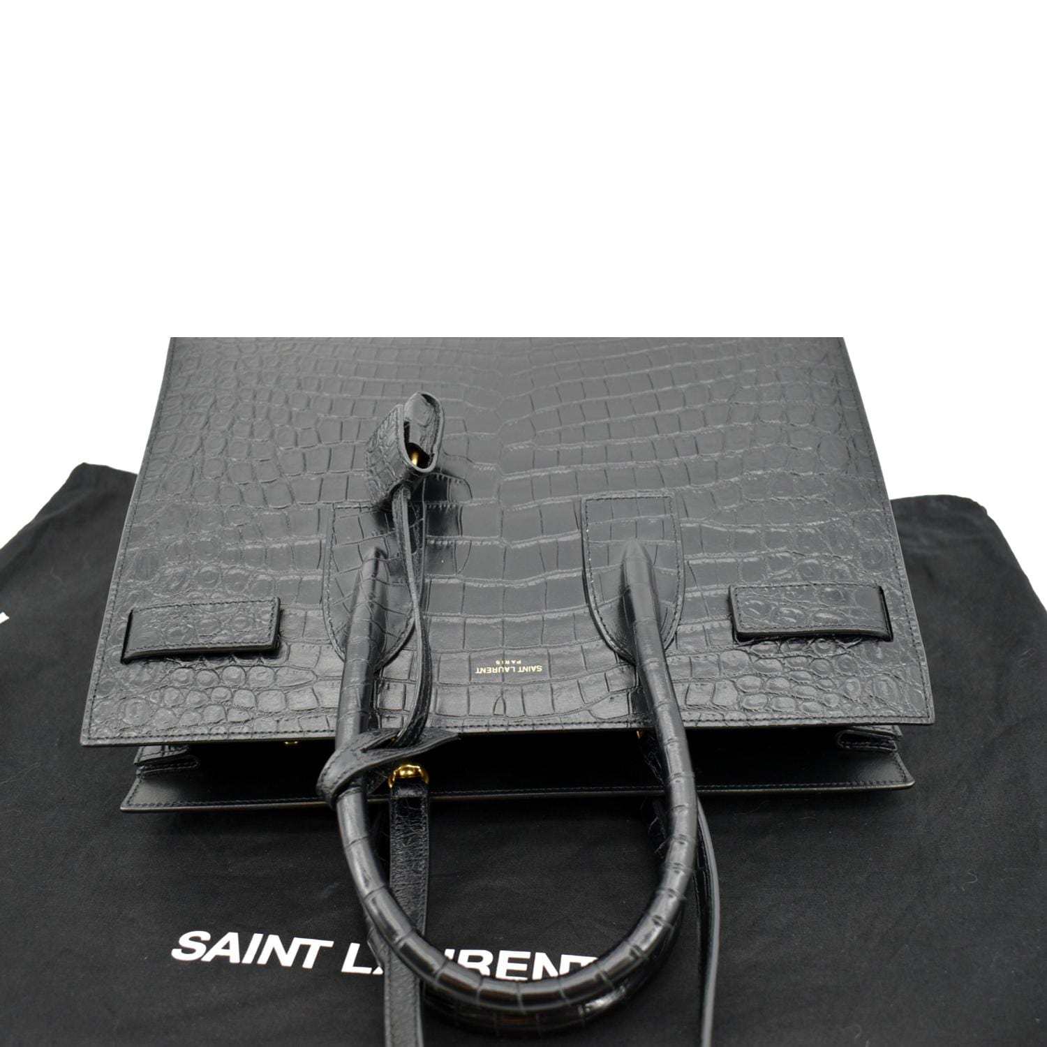 Saint Laurent Nano Sac de Jour Croc-Embossed Tote Bag