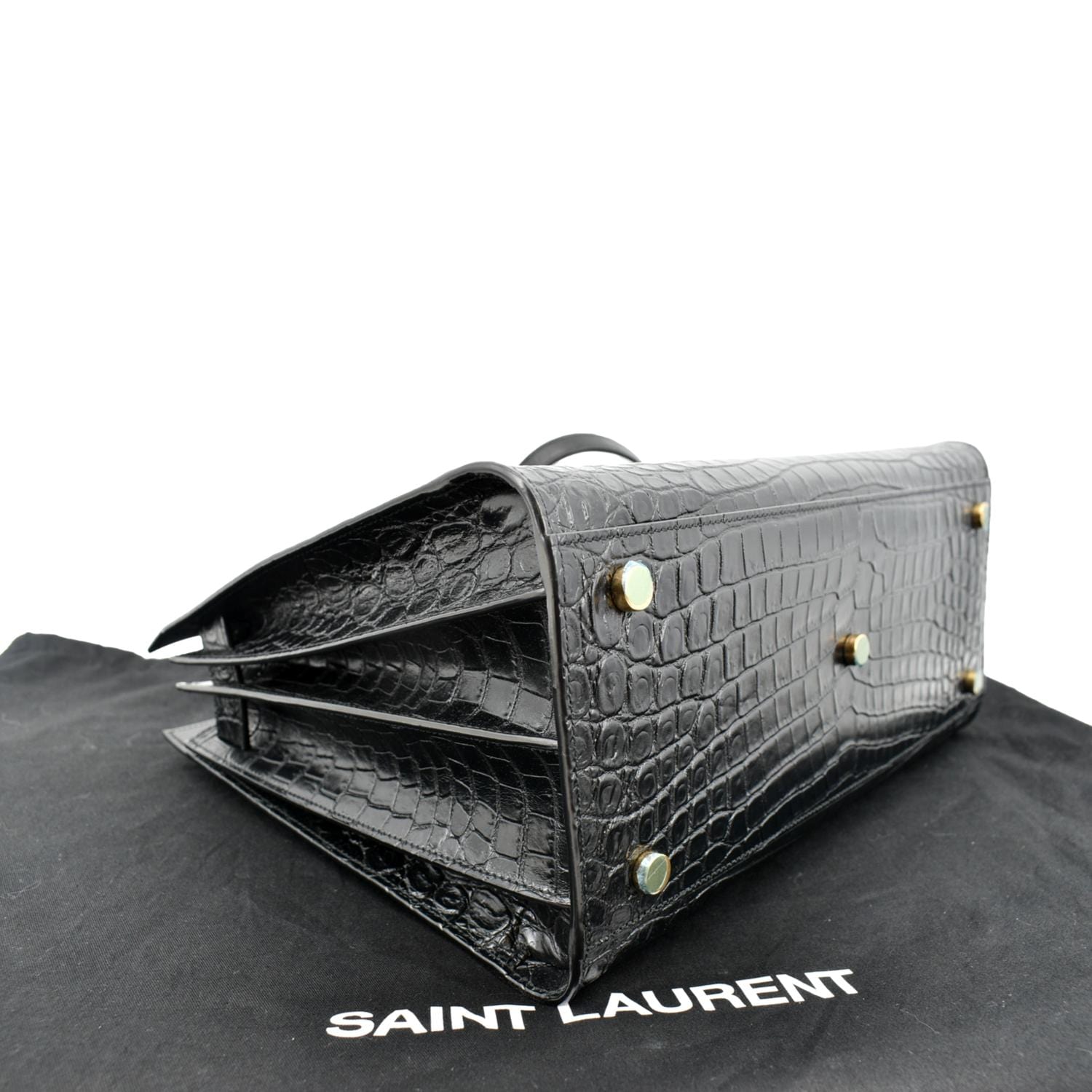 Saint Laurent Sac De Jour Medium Croc-Embossed Leather Satchel Women's Black