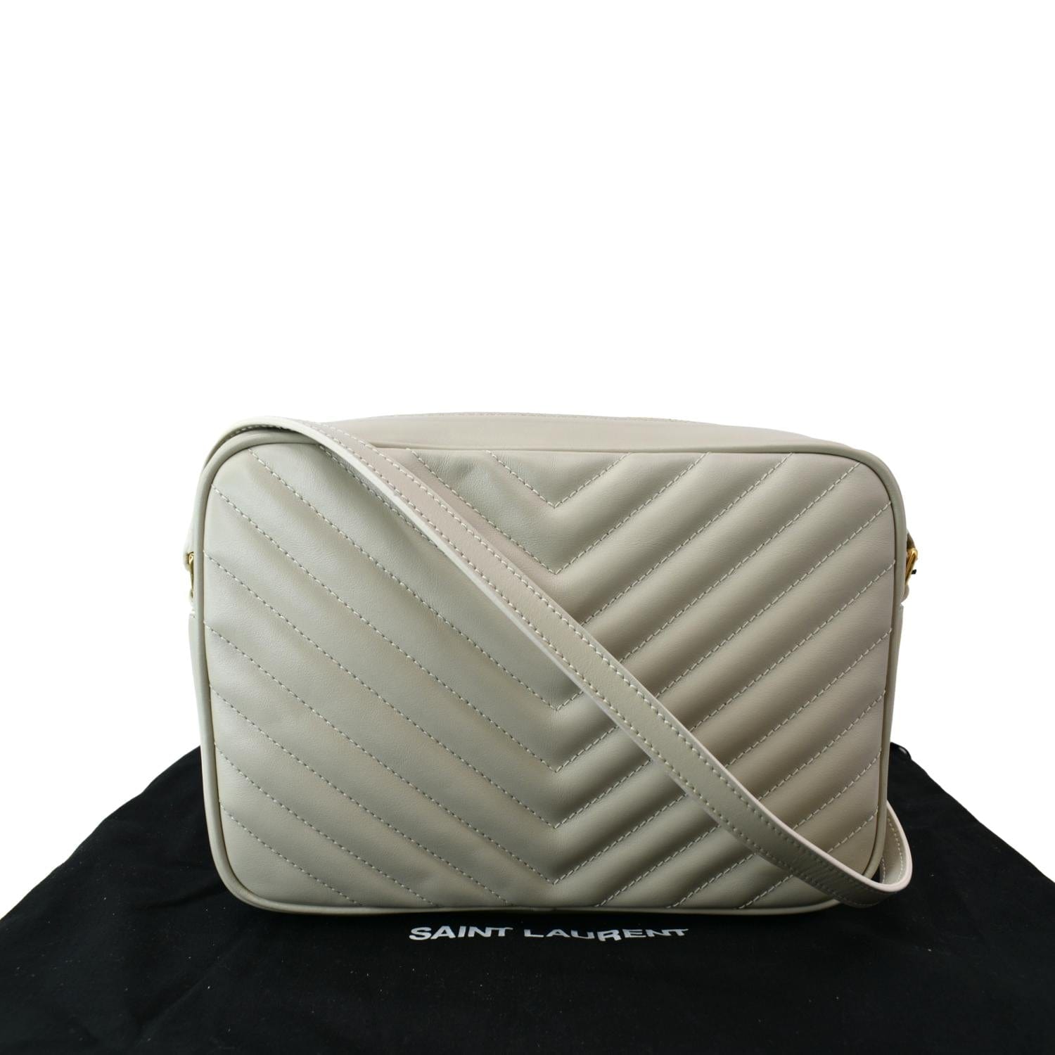 SAINT LAURENT Camera bag Woman lou Camera Bag in Icy White leather a_V4