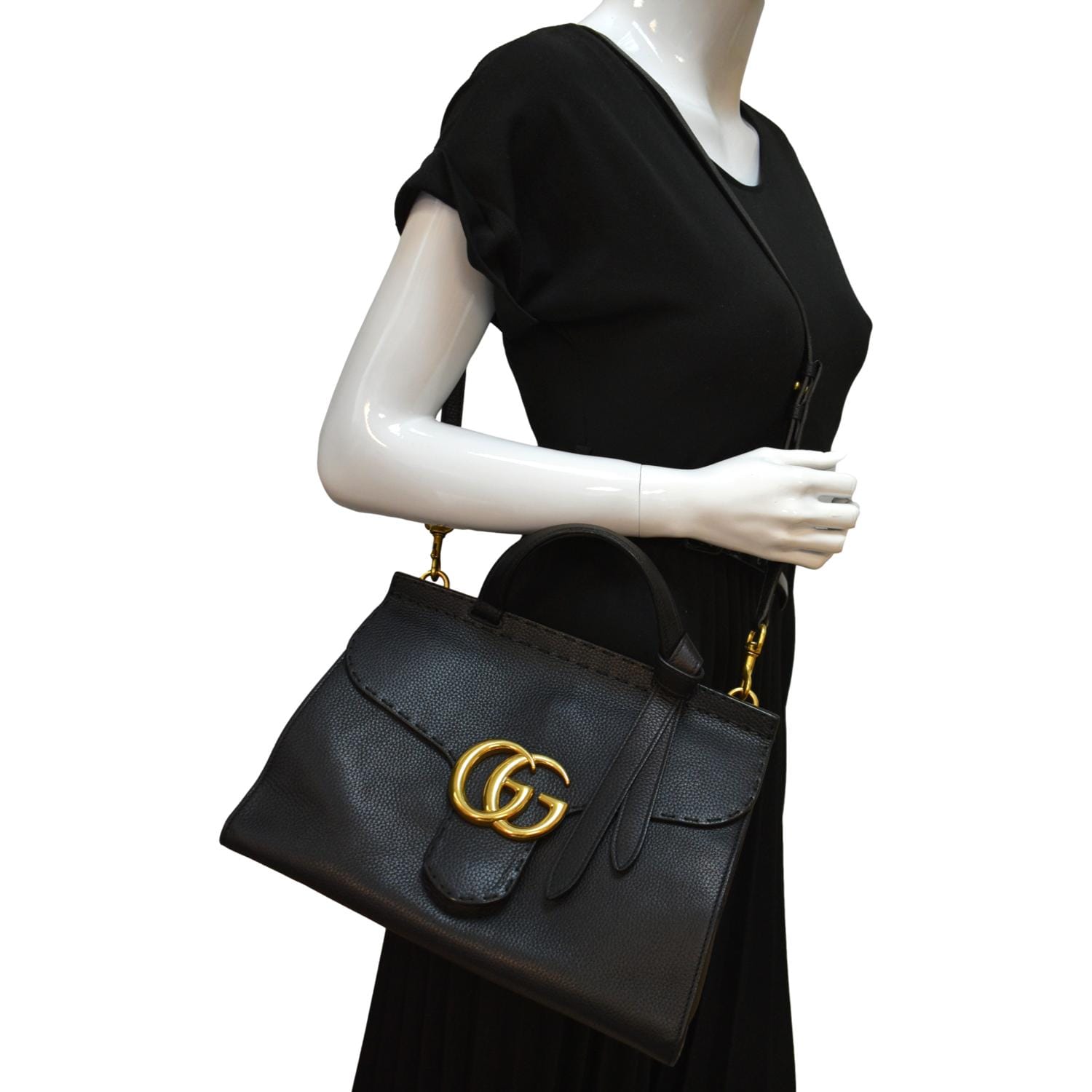 Gucci | Women GG Marmont Leather Shoulder Bag Black Unique
