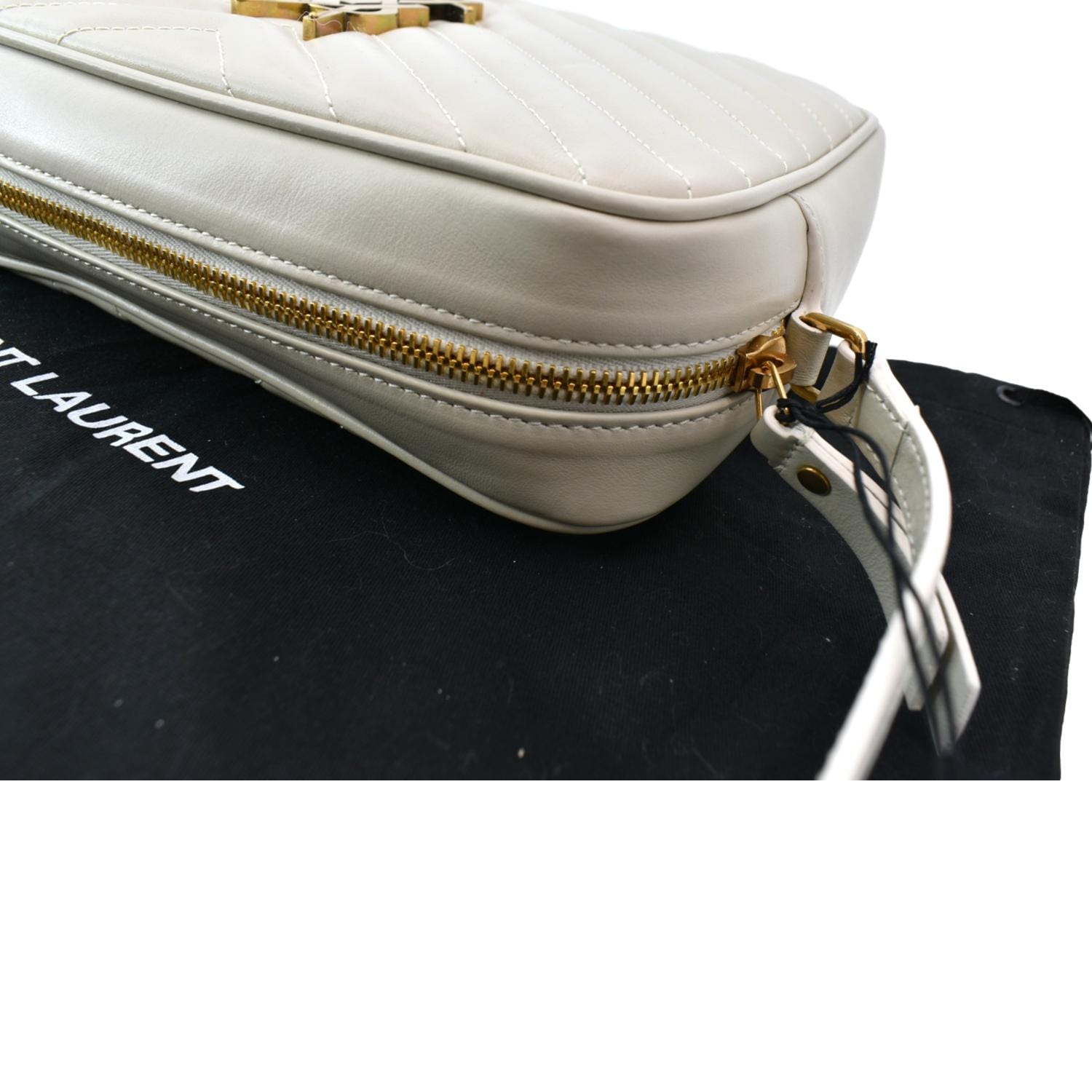 SAINT LAURENT Camera bag Woman lou Camera Bag in Icy White leather a_V4