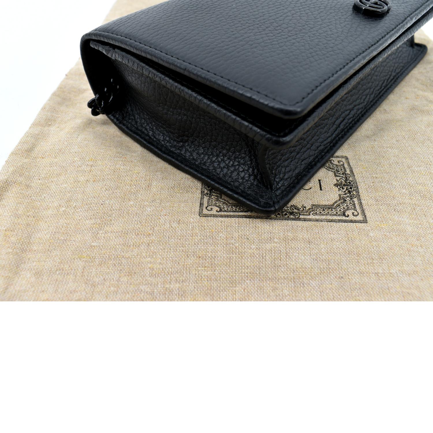 Gucci Logo Double G Leather Woc Chain Shoulder Messenger Bag