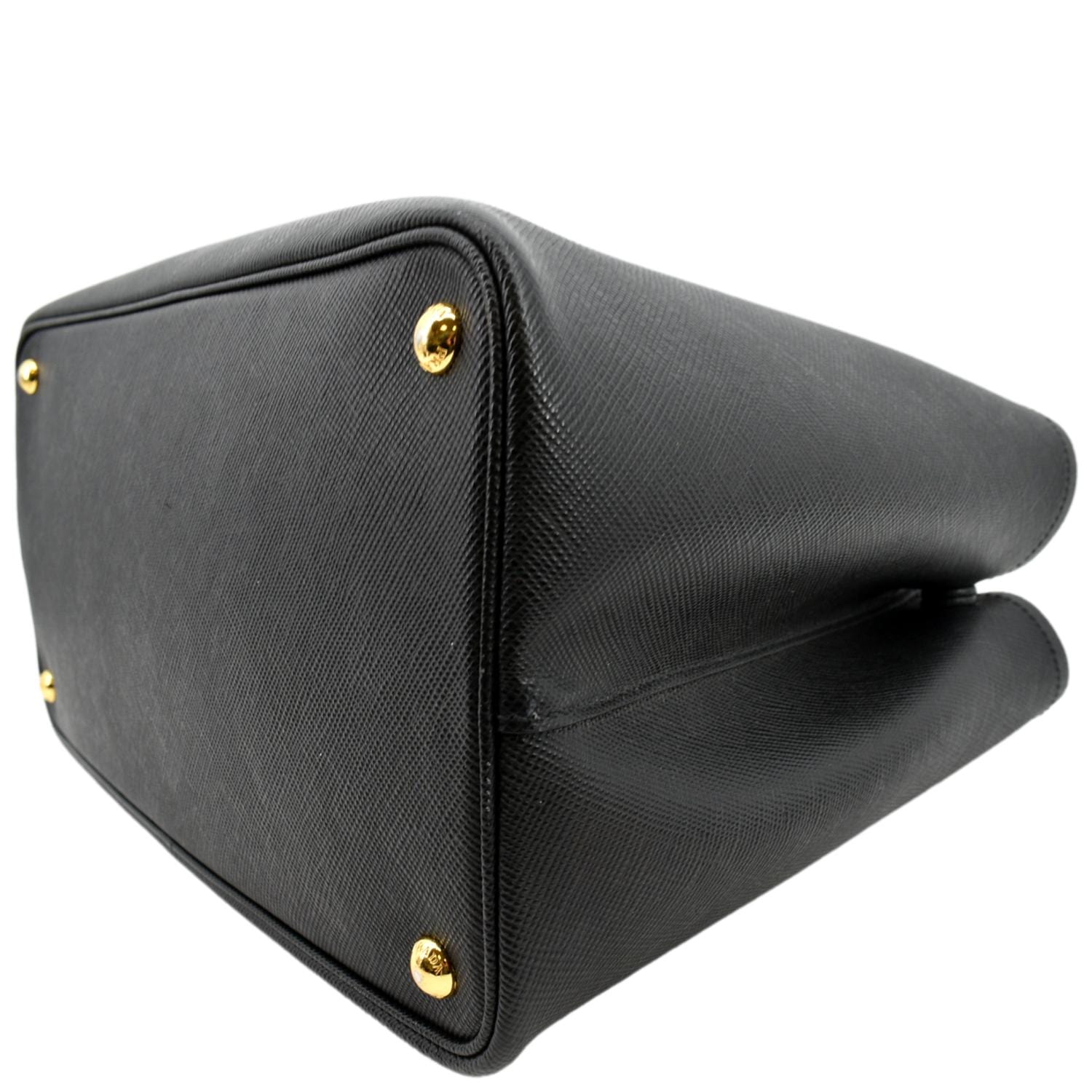Prada Black Saffiano & Calfskin Leather Medium Monochrome Bag