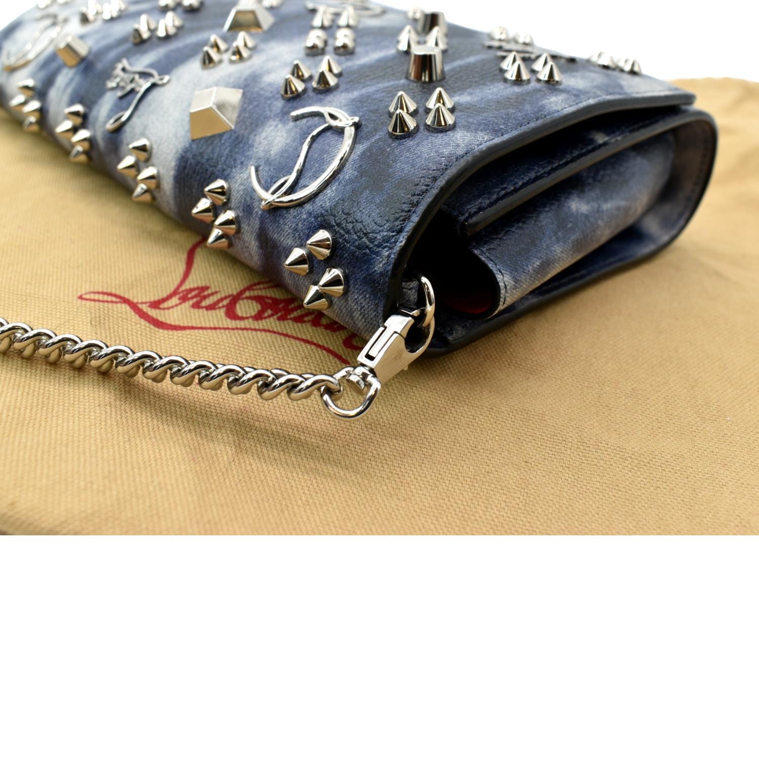 CHRISTIAN LOUBOUTIN Paloma Embellished Leather Chain Clutch Bag Black