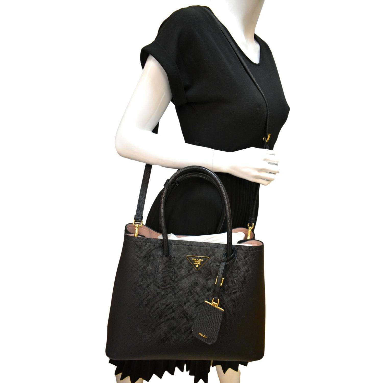 Prada Medium Leather Bag, Women, Black