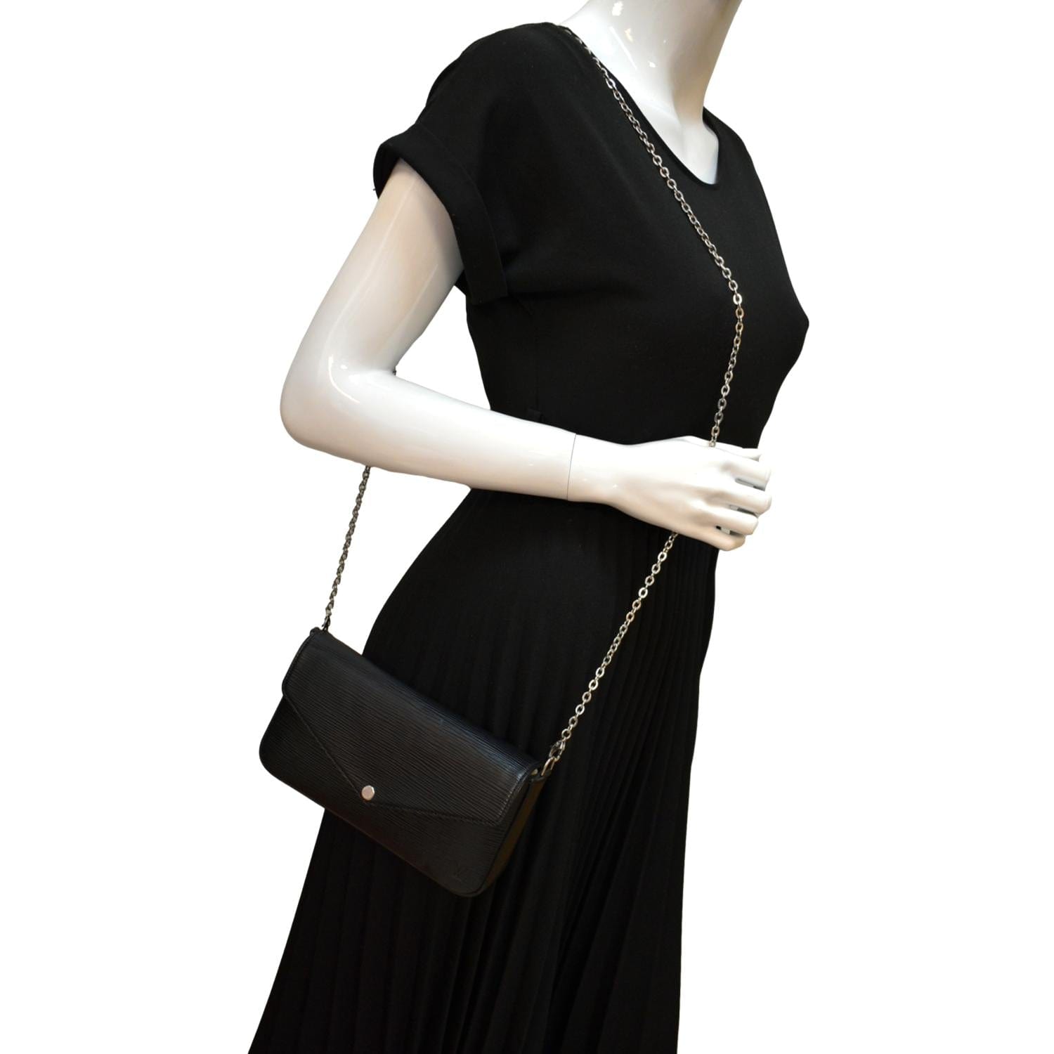 Louis Vuitton Pochette Felicie Epi Crossbody Bag Black