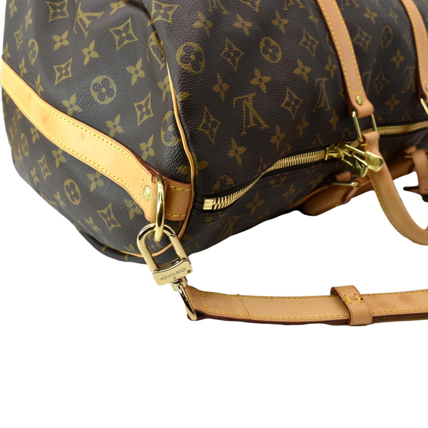 Superb Louis Vuitton Keepall bag 50 in customized Louis Vuitton Good  Vibes monogram canvas Brown Leather Cloth ref.280339 - Joli Closet