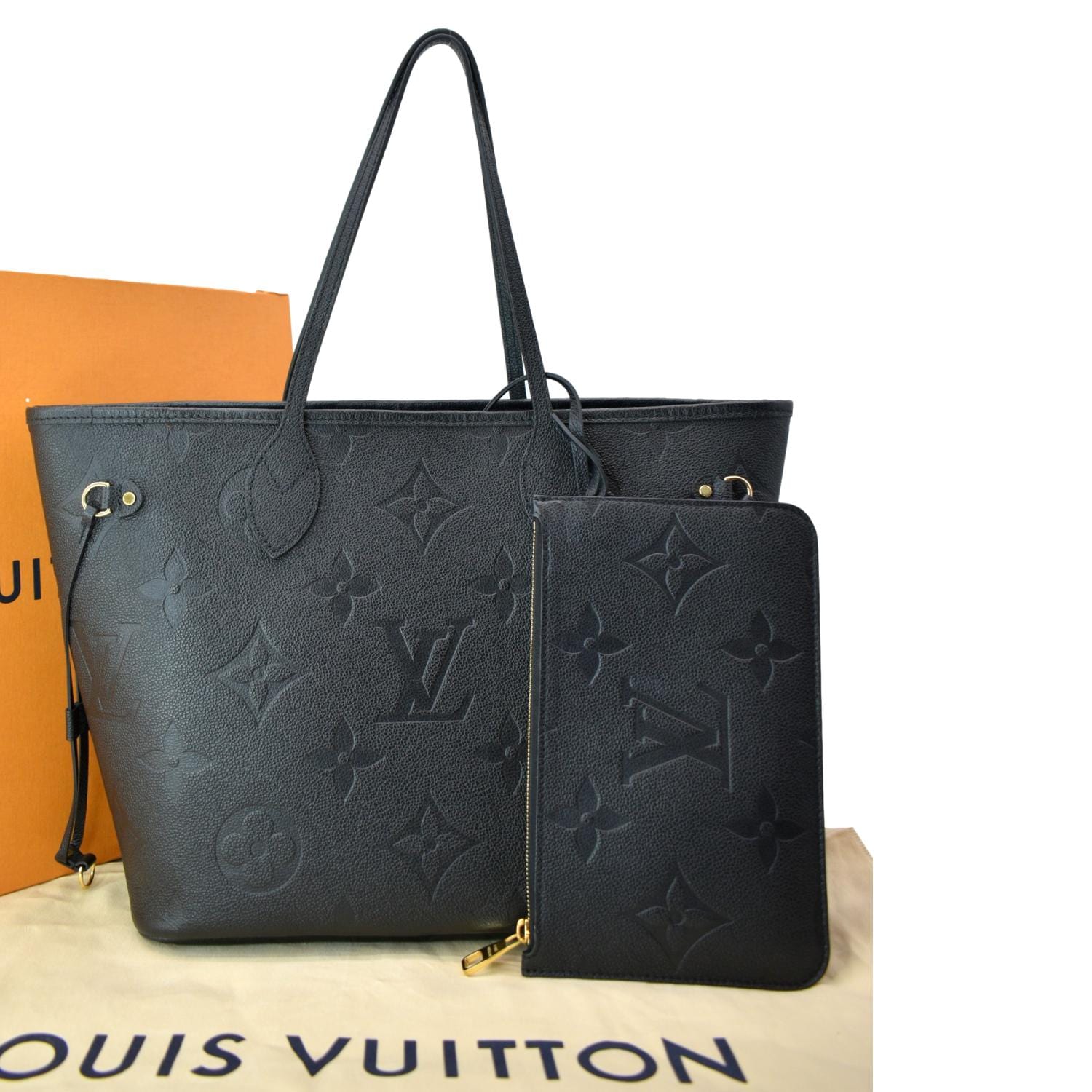 Louis+Vuitton+Neverfull+Tote+Bag+MM+Black+Monogram+Empreinte+Leather for  sale online