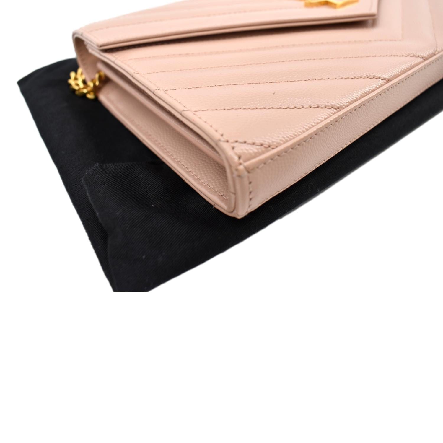 Yves Saint Laurent Pink Monogram Quilted Leather Wallet on a Chain w/ Gold  HW