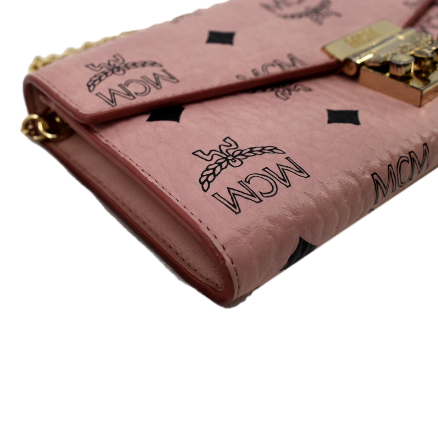MCM Large Visetos Original Leather Zip-around Wallet in Pink