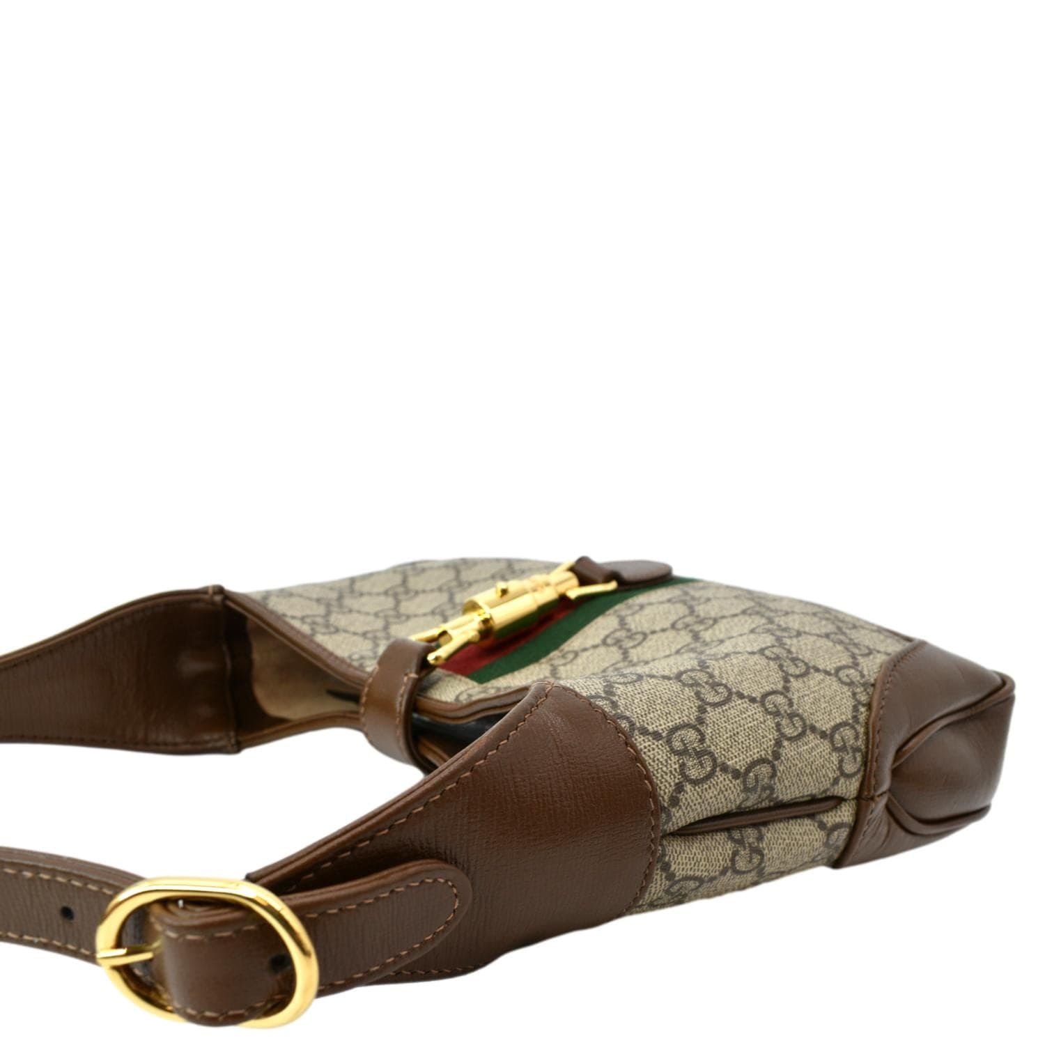 Gucci Brown GG Canvas Jackie Belt Bag Beige Dark brown Leather