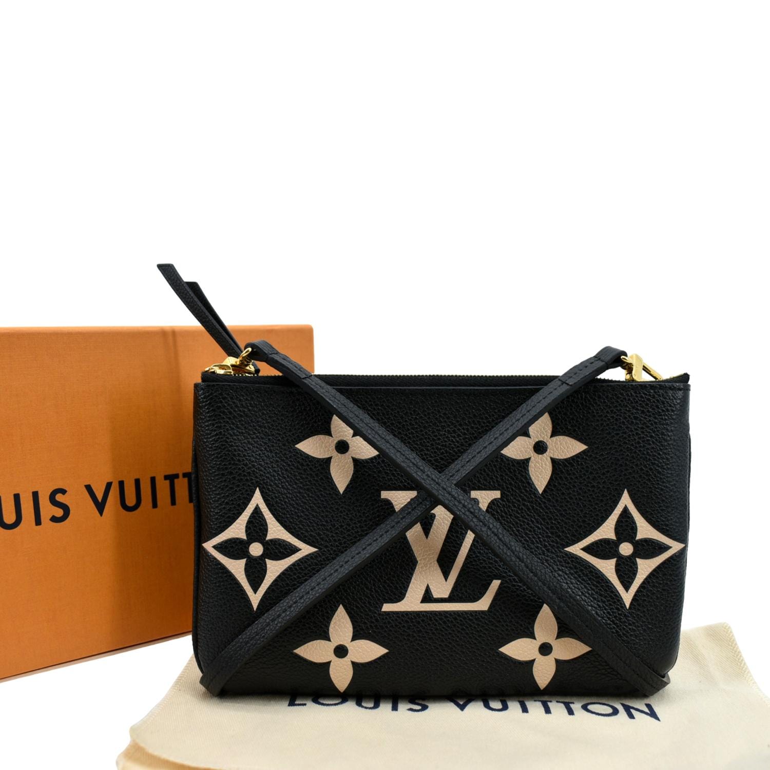 Louis Vuitton Black, Pattern Print Bicolor Monogram Giant Empreinte Double Zip Pochette