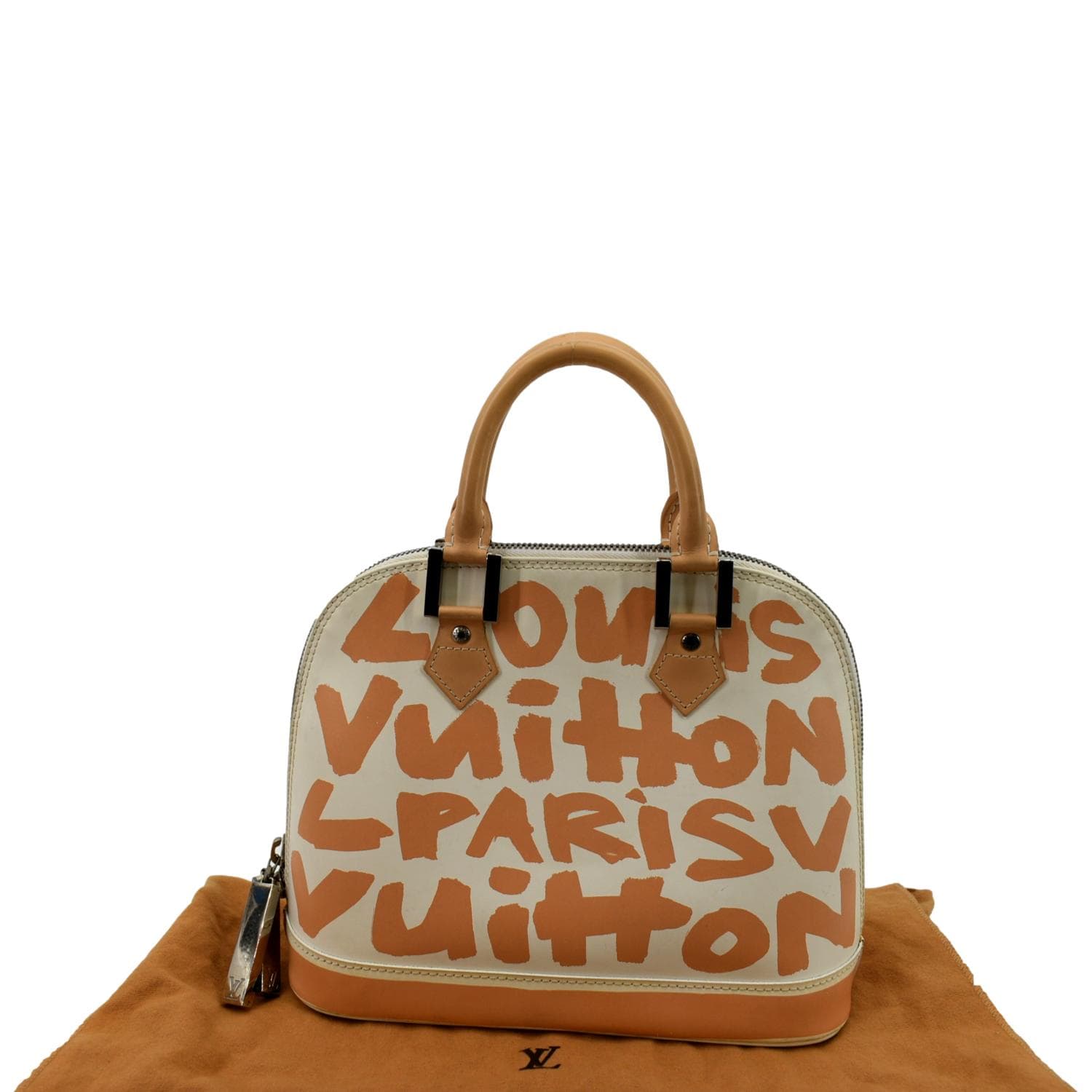 LOUIS VUITTON Graffiti Alma Horizontal Hand Bag White Orange