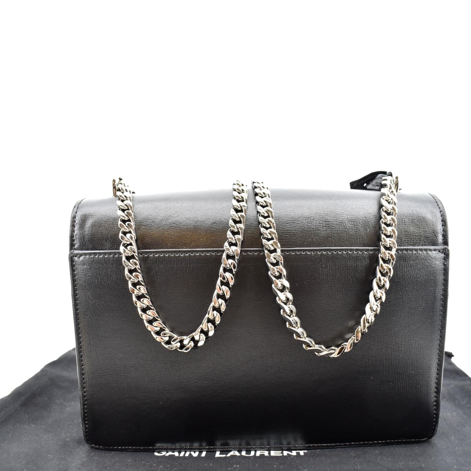 Saint Laurent Medium Sunset Calfskin Shoulder Bag Black Silver Hardware