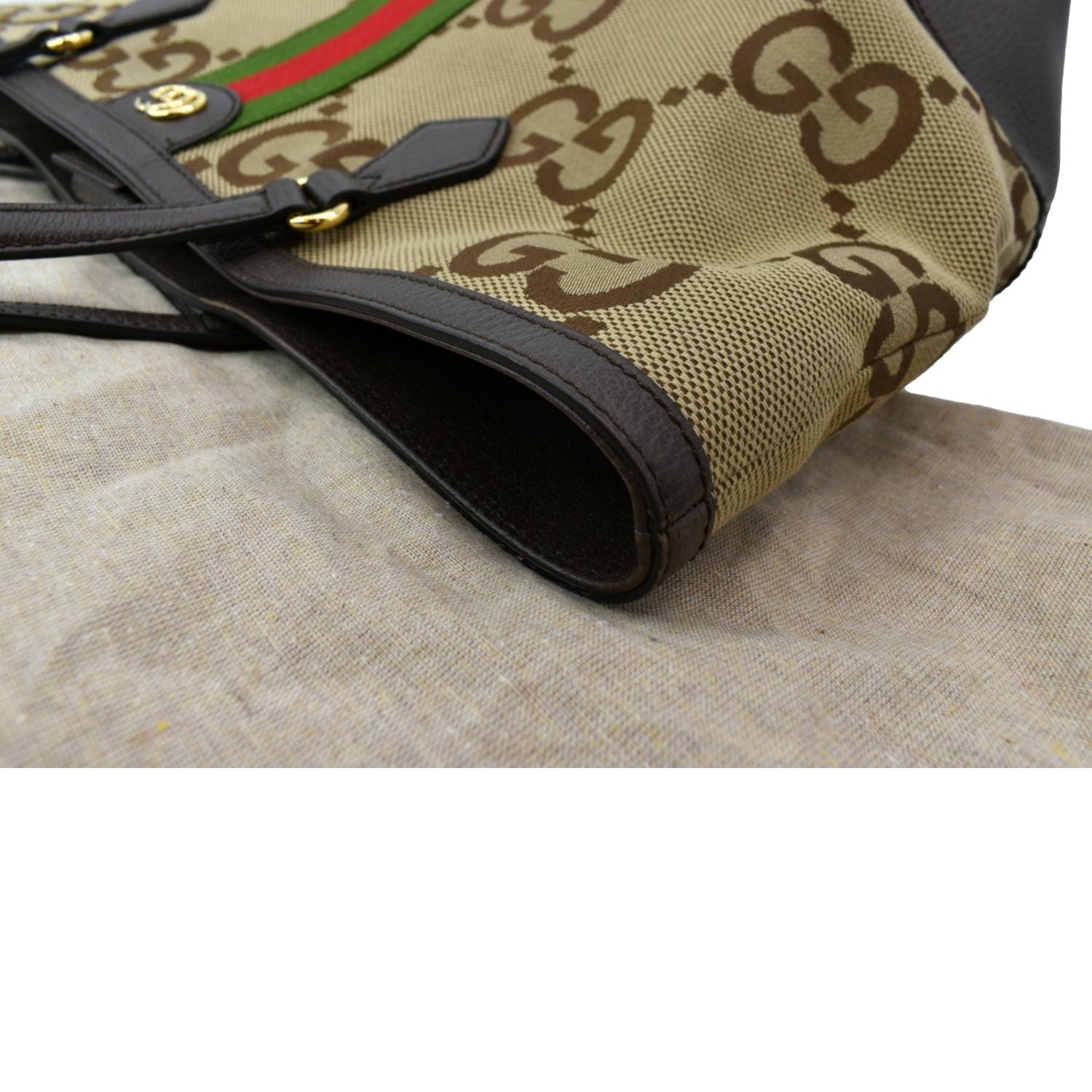 Gucci Ophidia Jumbo GG Medium Tote Beige/Banana in Canvas with Gold-tone -  US