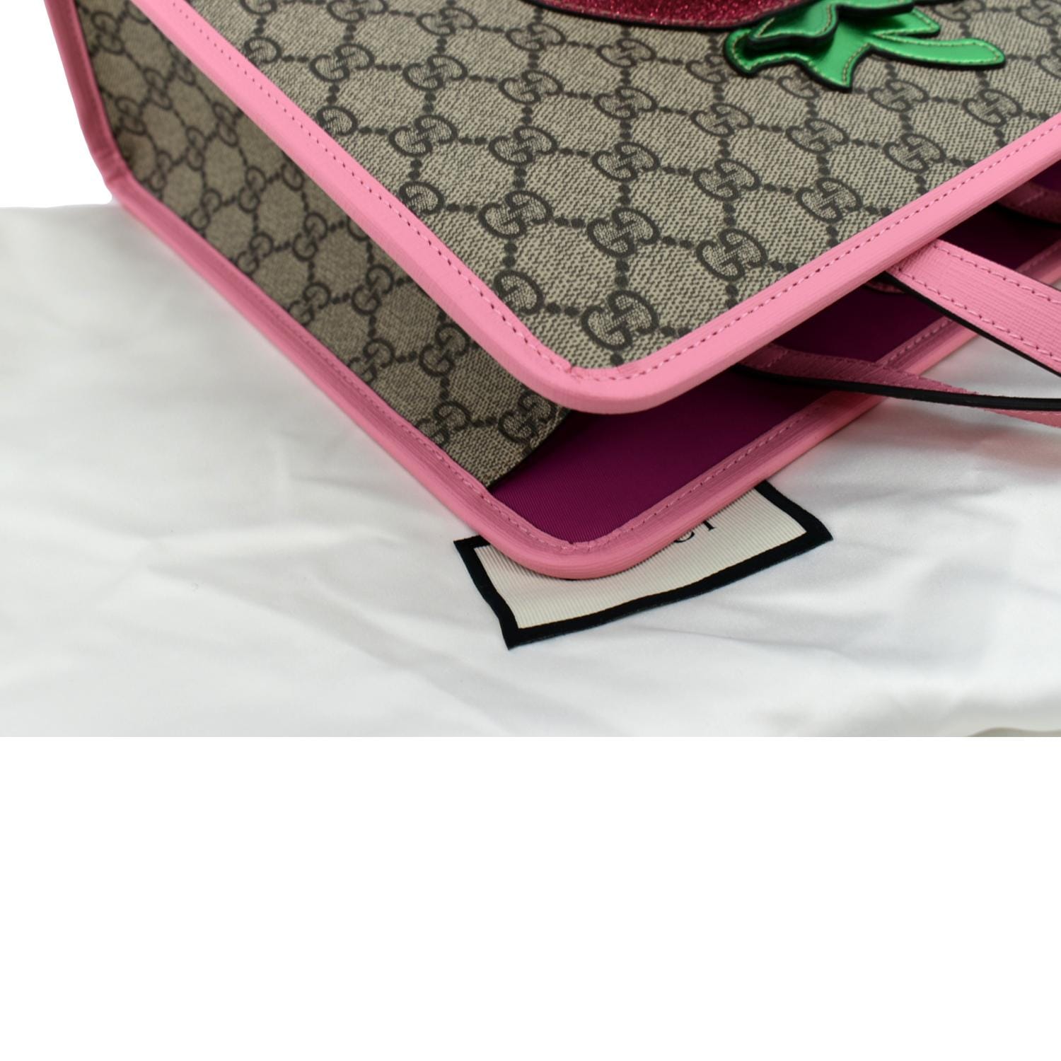 Gucci Kids Strawberry GG Supreme Canvas Tote Bag Beige