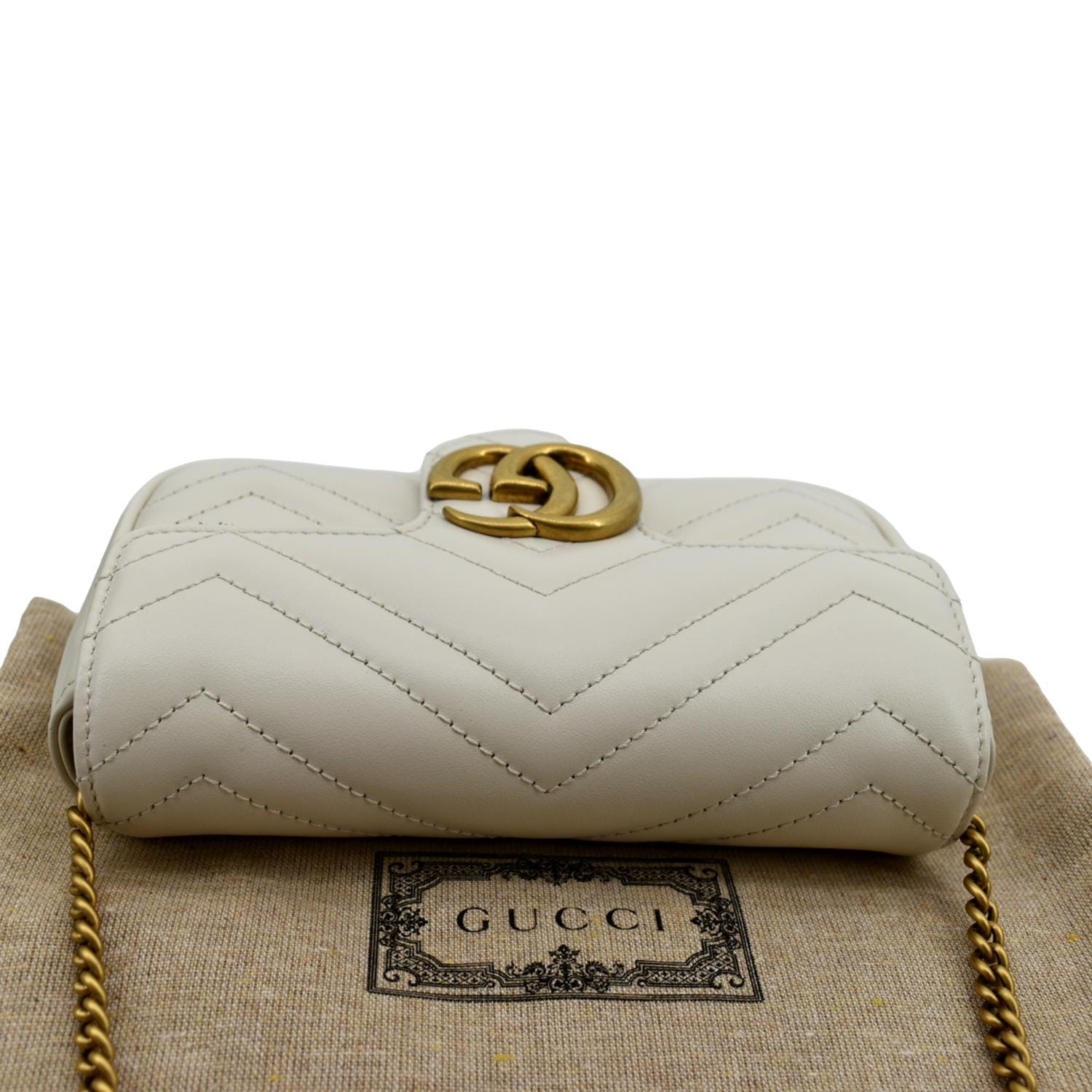 White GG Marmont super mini leather cross-body bag