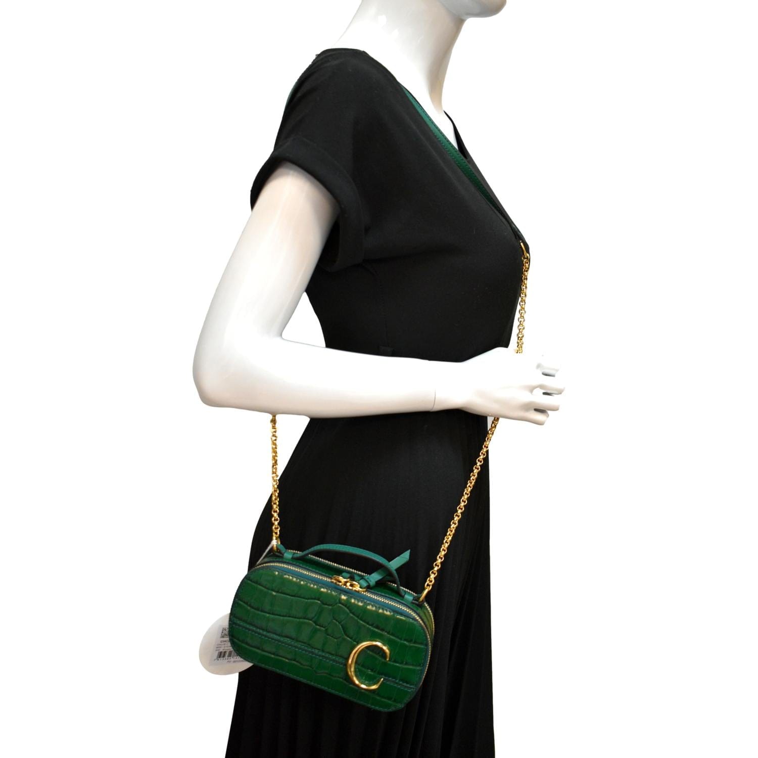 Chloe Woodsy Crocodile-Embossed Mini Vanity C Bag