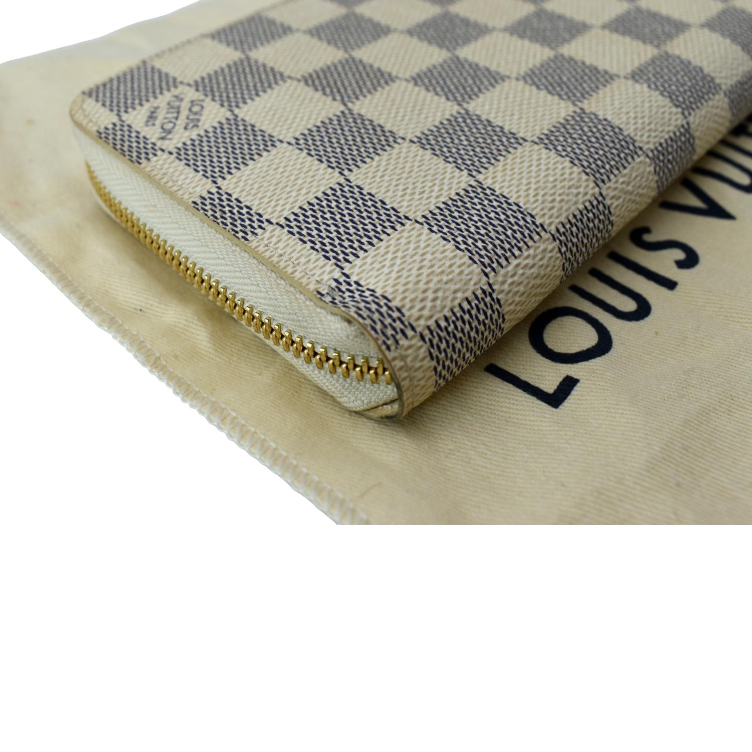 Authentic Louis Vuitton Damier Azur full size zip around wallet on