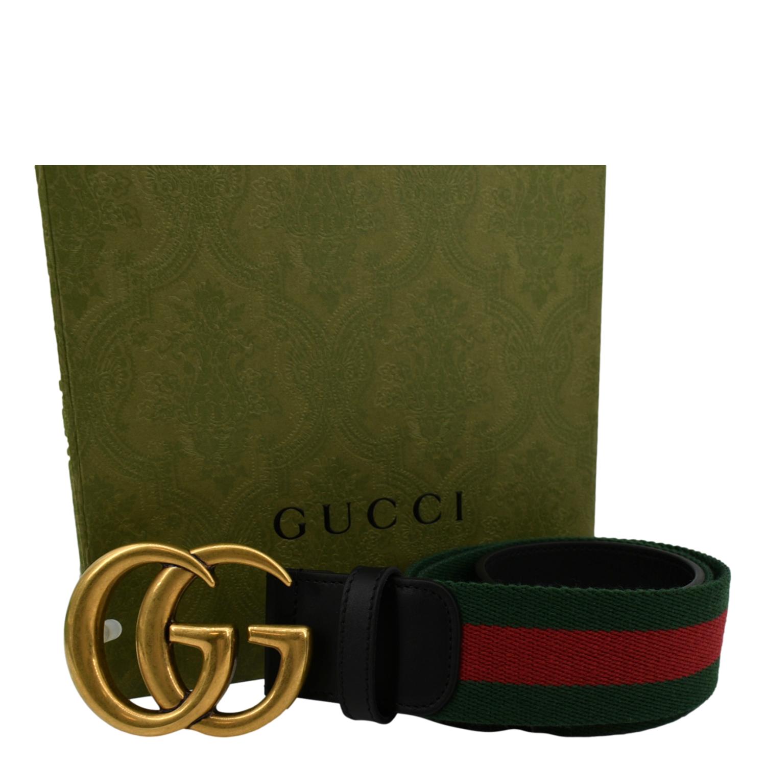Gucci Double G Buckle GG Canvas Leather Belt Brown - DDH