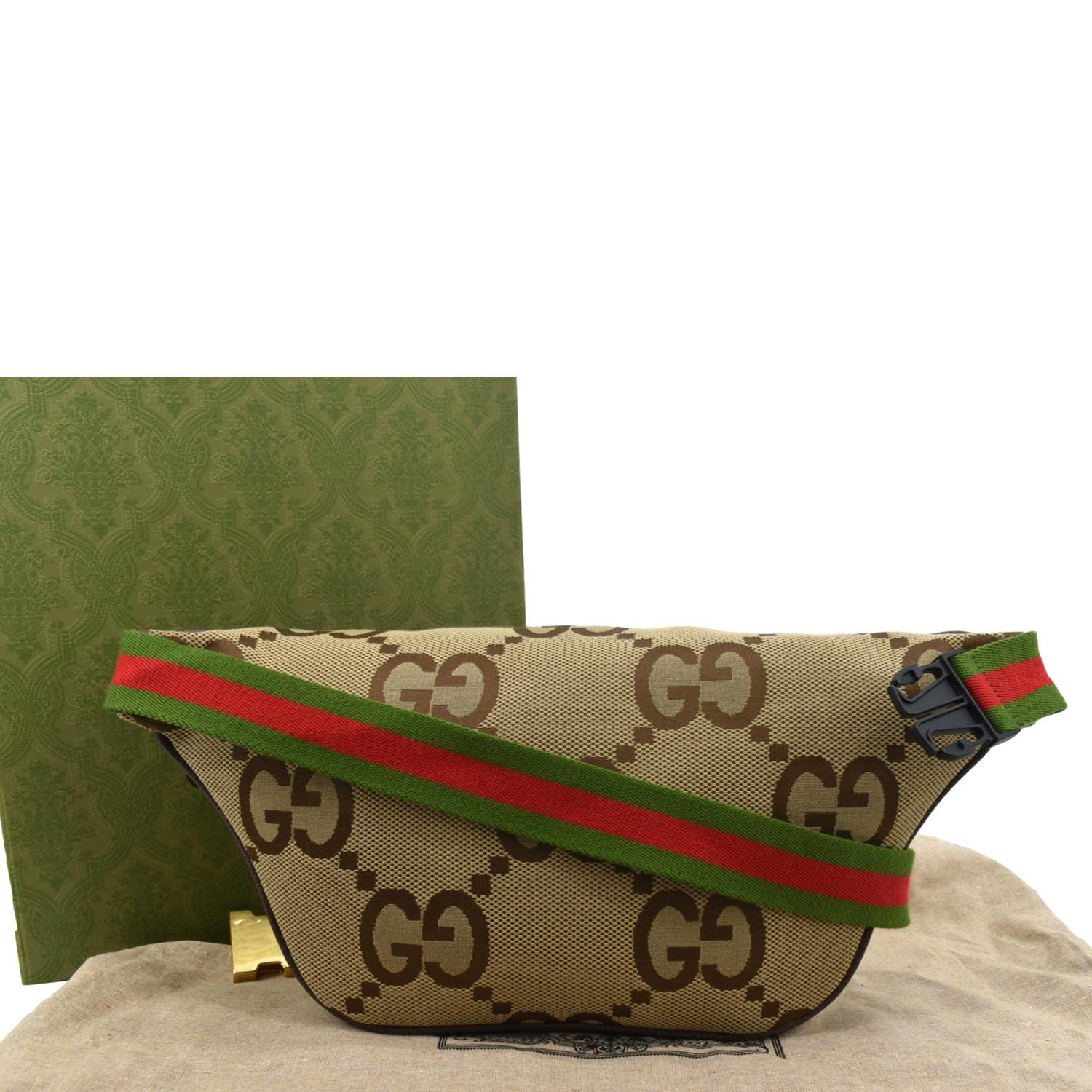 Jumbo GG small duffle bag in camel and ebony GG canvas