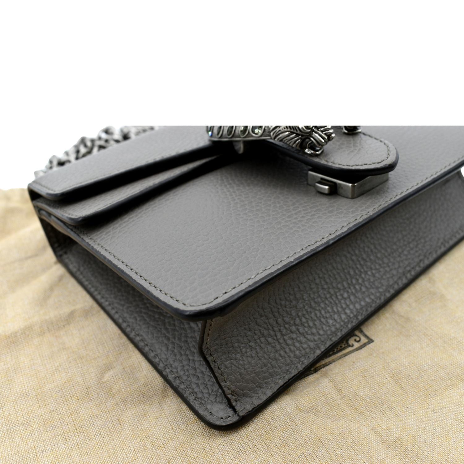 Gucci Dionysus Mini Leather Crossbody Bag in Gray