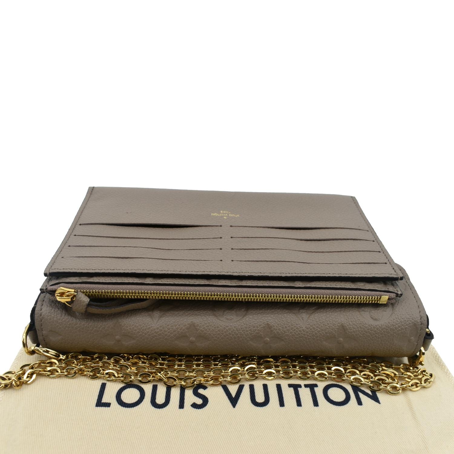 LOUIS VUITTON Empreinte Pochette Felicie Chain Wallet Tourterelle 1285596
