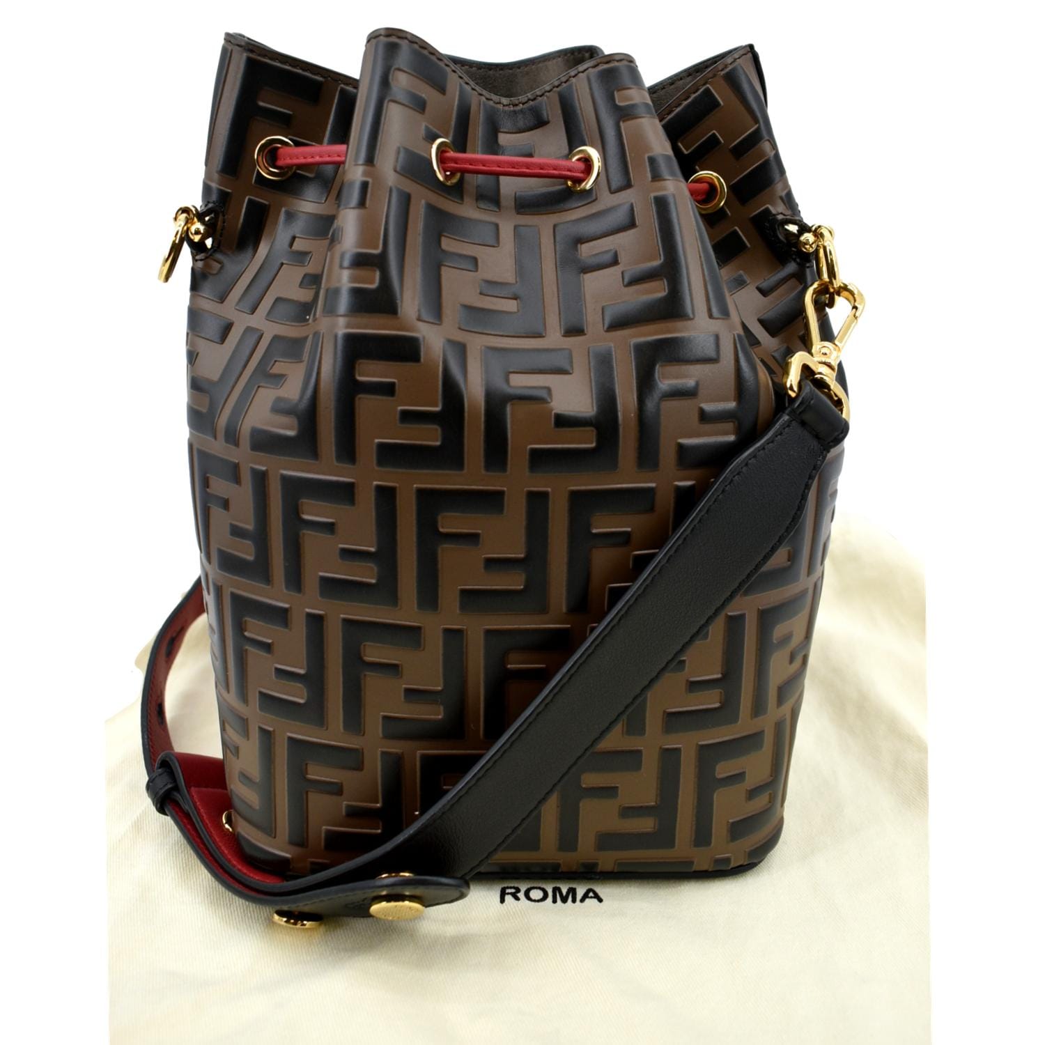 FENDI: Mon Tresor bag in canvas with jacquard FF and leather