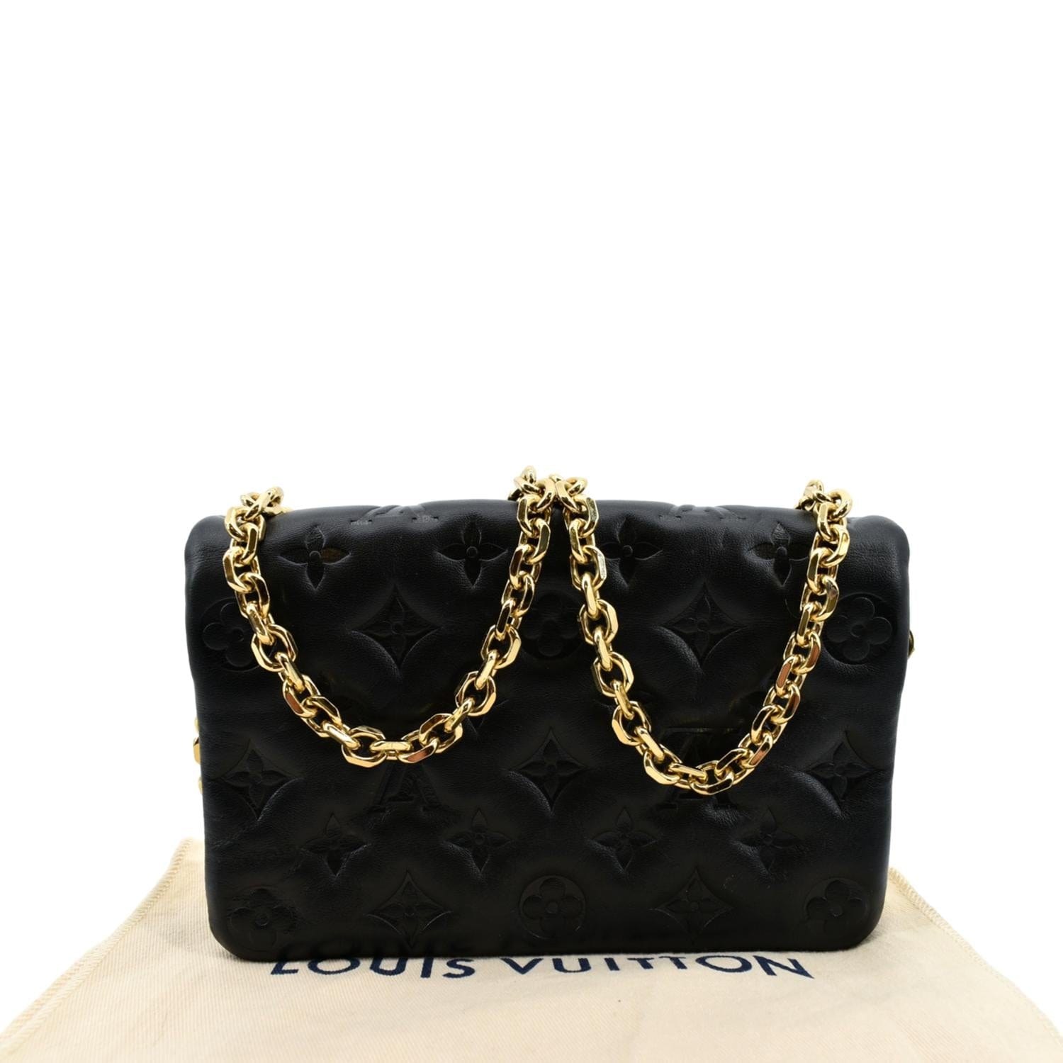Louis Vuitton Clutch Purse Black With Gold Chain Strap for Sale in