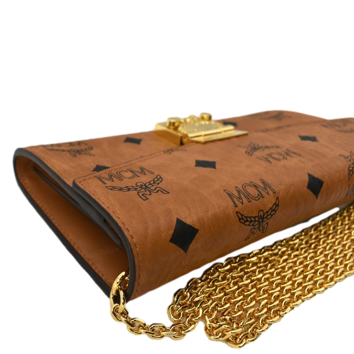 MCM Patricia Visetos Continental Wallet On A Chain Berlin Gold Leather -  MyDesignerly