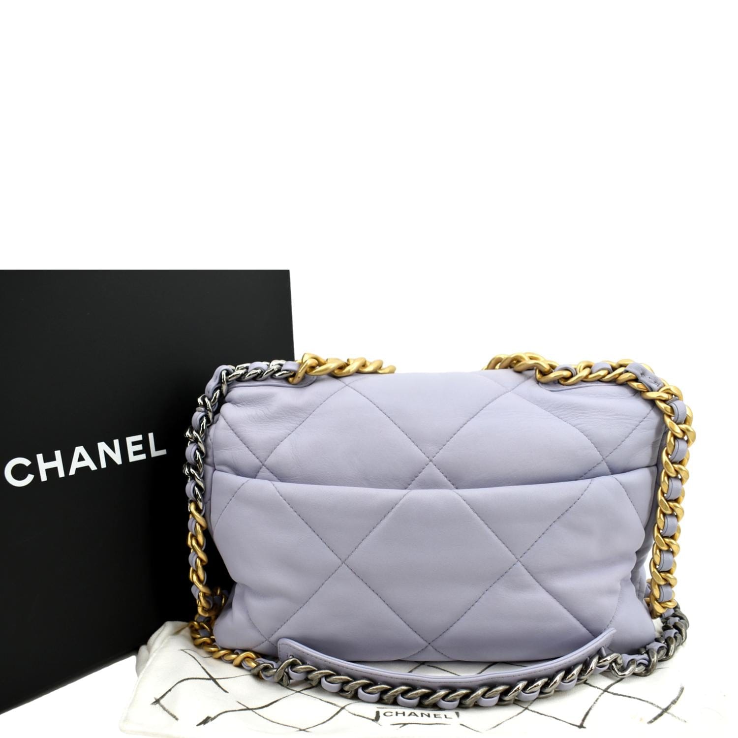 Chanel Lambskin Quilted Chanel 19 Shopping Bag Grey