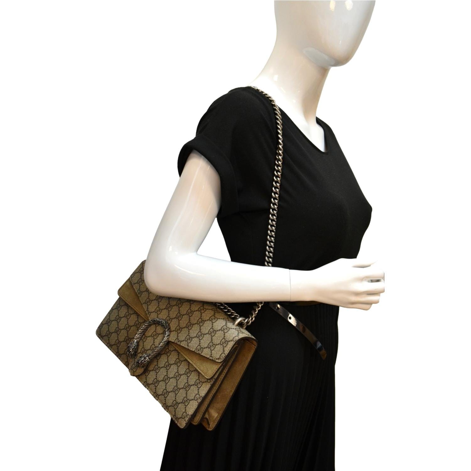 Gucci Dionysus Shoulder Bag Small GG Supreme Beige/Ebony