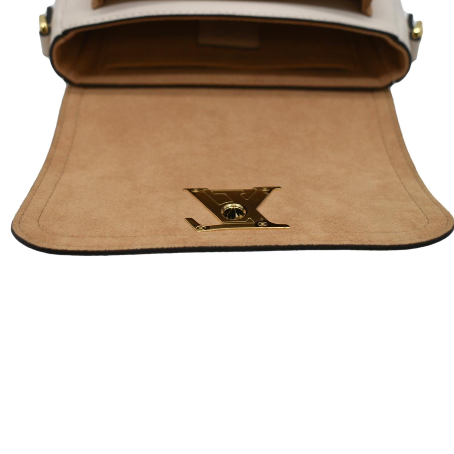 Louis Vuitton Lockme Tender Crossbody Bag Calfskin In Beige/ White