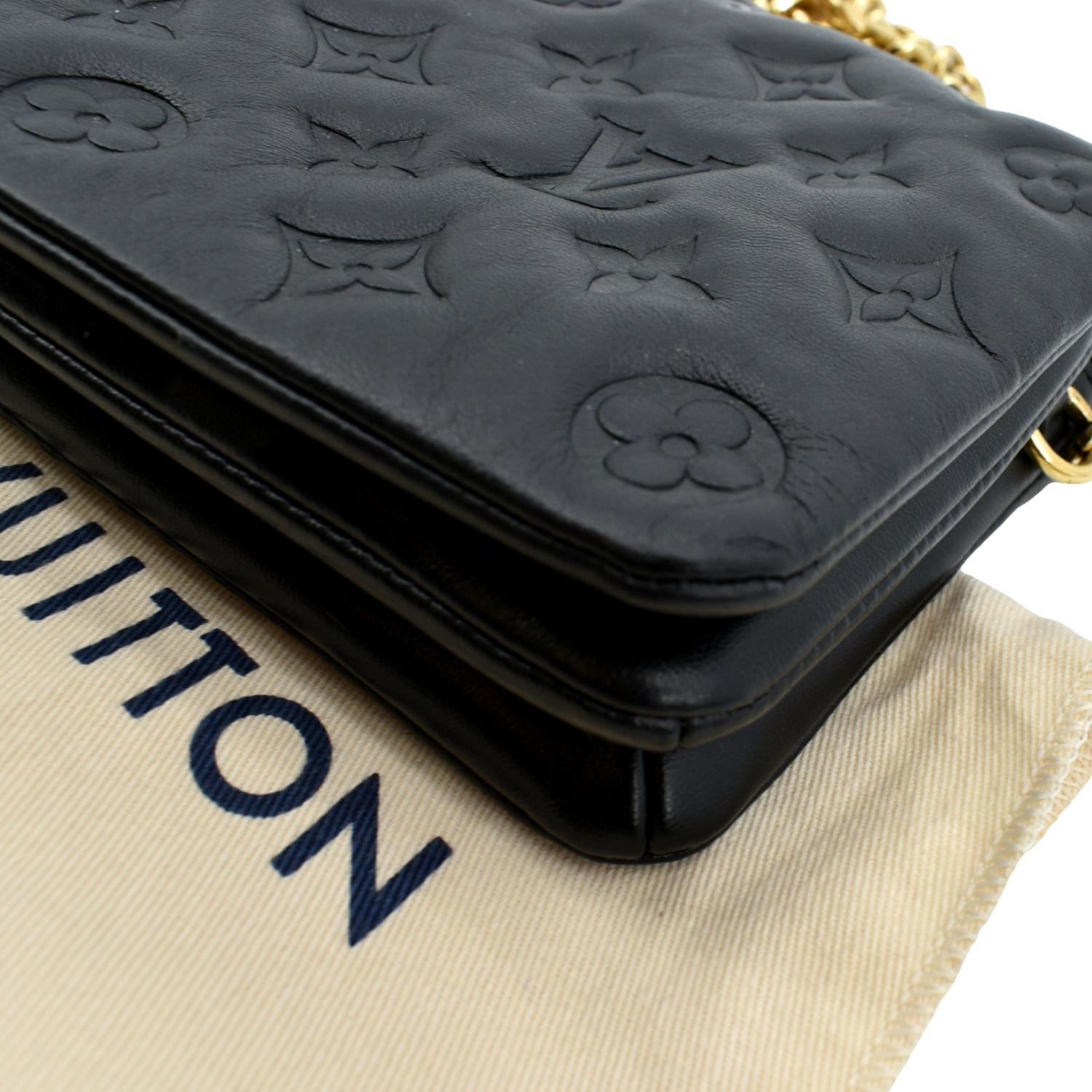 Shop Louis Vuitton MONOGRAM Pochette Coussin Monogram-embossed lambskin  Black by CHARIOTLONDON