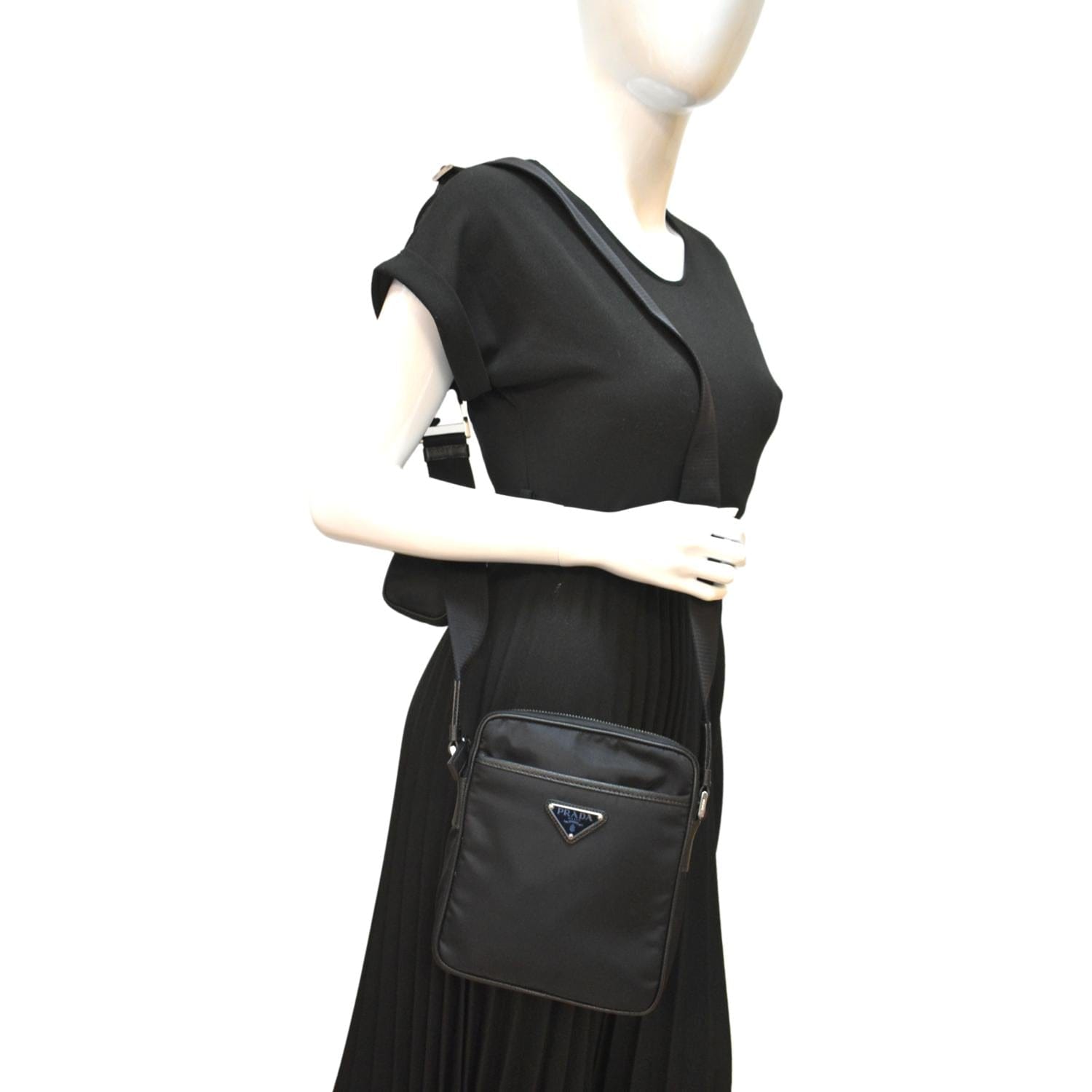 Prada Shoulder Bag Crossbody Pochette Nylon Black BT7372 Free Shipping