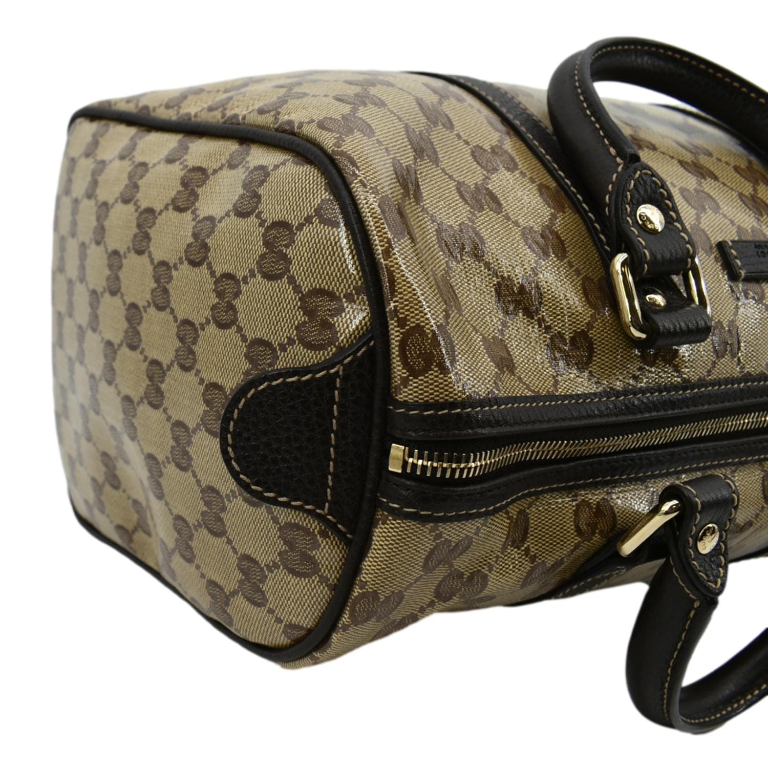 Gucci GG Crystal Medium Joy Boston Bag - Brown Handle Bags