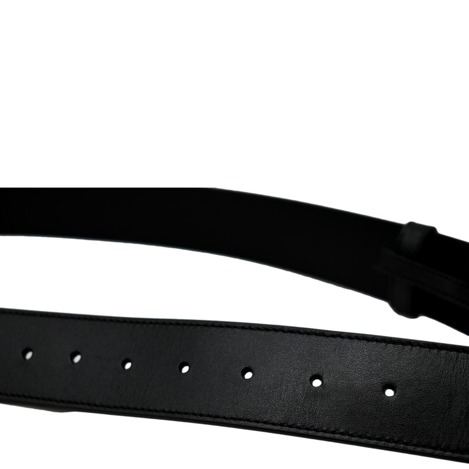 GUCCI Double G Buckle Leather Belt Black 406831 Size 95.38