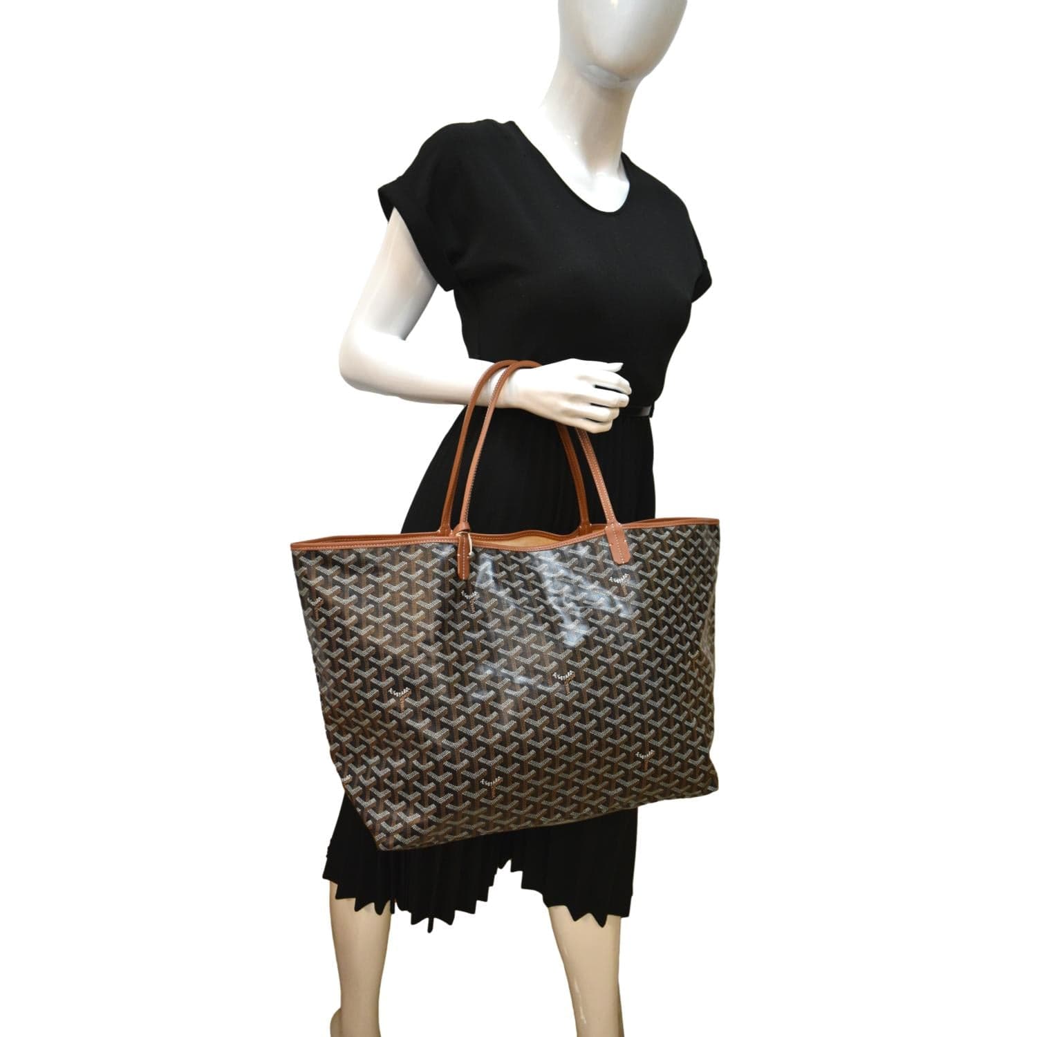 Goyard Saint Louis GM shopping bag Black Light brown Synthetic