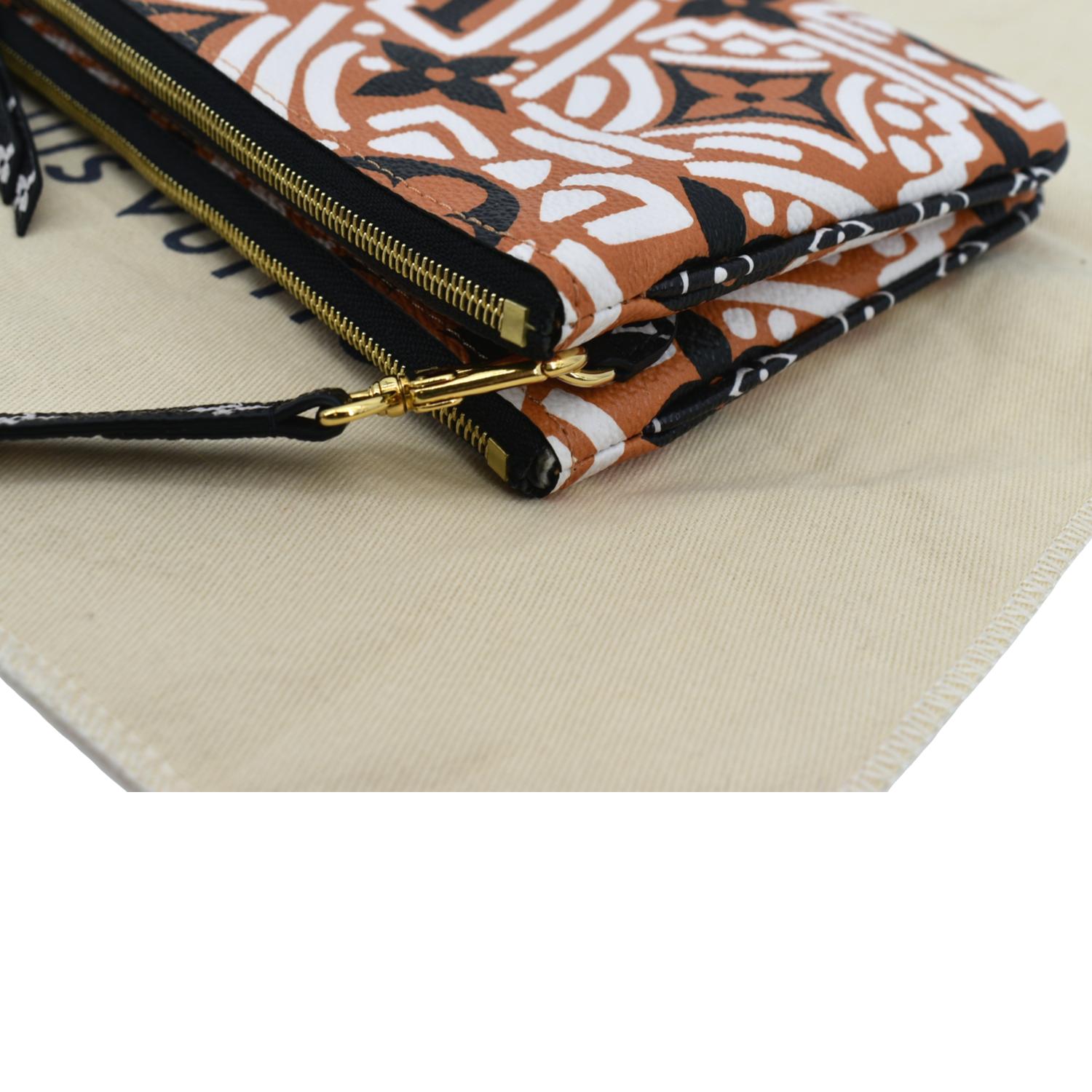 Louis Vuitton 2020 Crafty Monogram Giant Double Zip Pochette w/Strap -  Black Clutches, Handbags - LOU461391