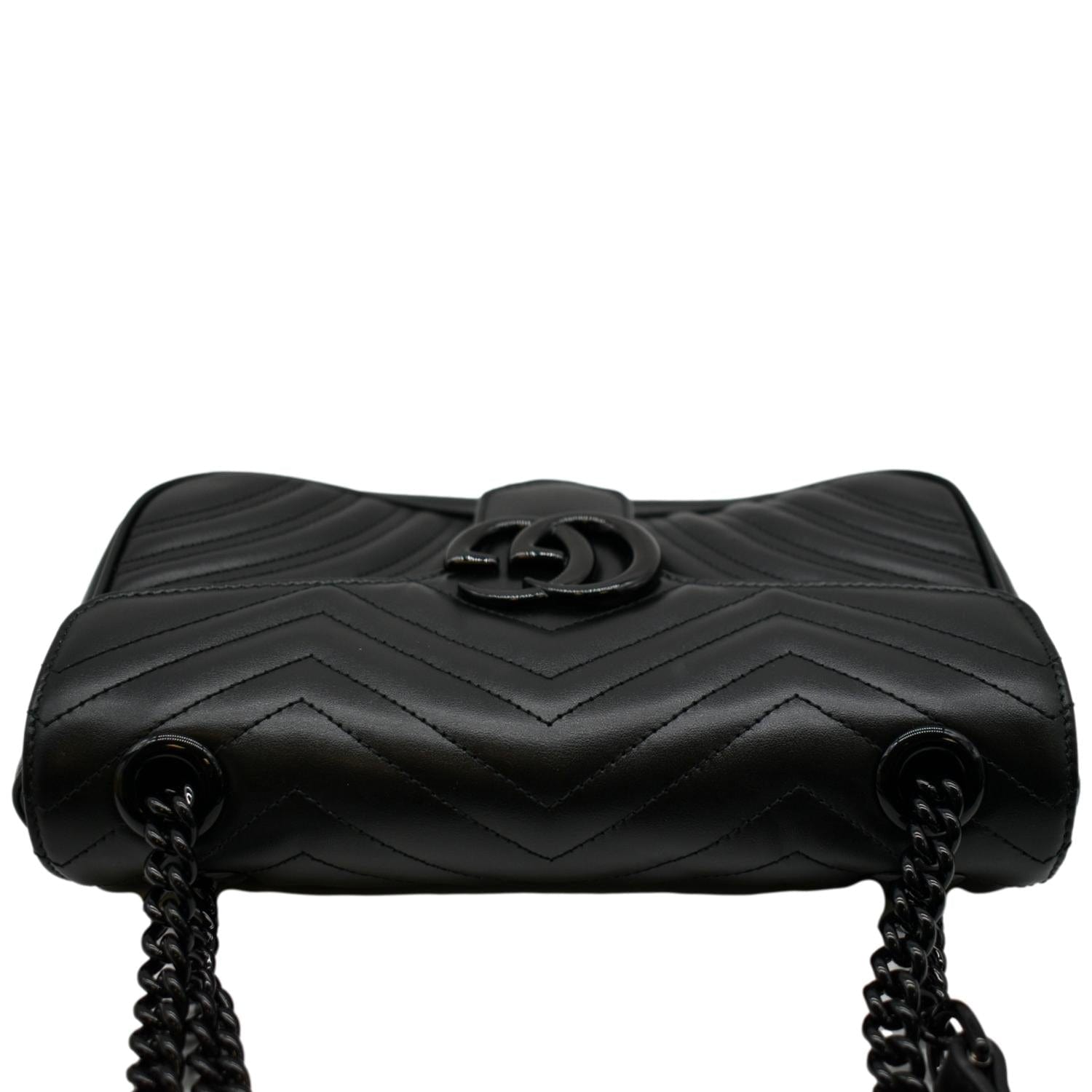 Gucci Shoulder Bag Gg Marmont Small Size In Matelassè Leather Worked With  Chevron Pattern And Heart On The Back in Black