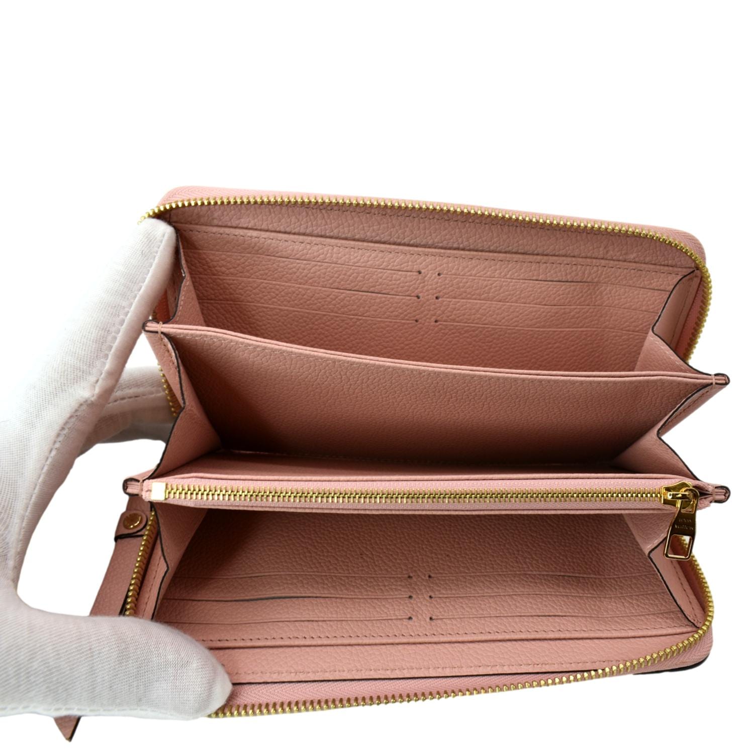 AuthenticLouis Vuitton Empreinte Rose Poudre Pink Leather Clemence Zippy  Wallet
