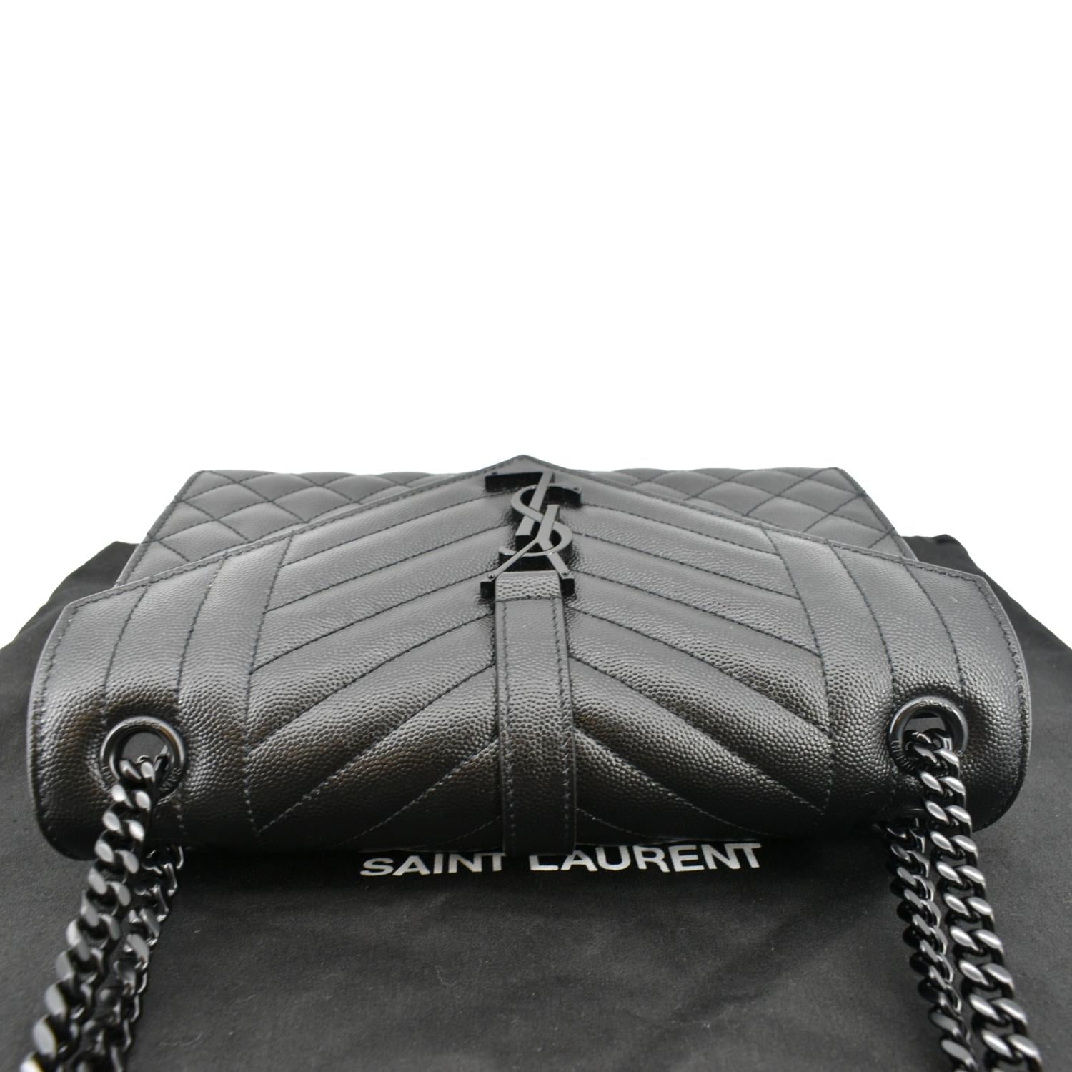 Saint Laurent YSL Envelope Bag Medium Black GHW, Luxury, Bags