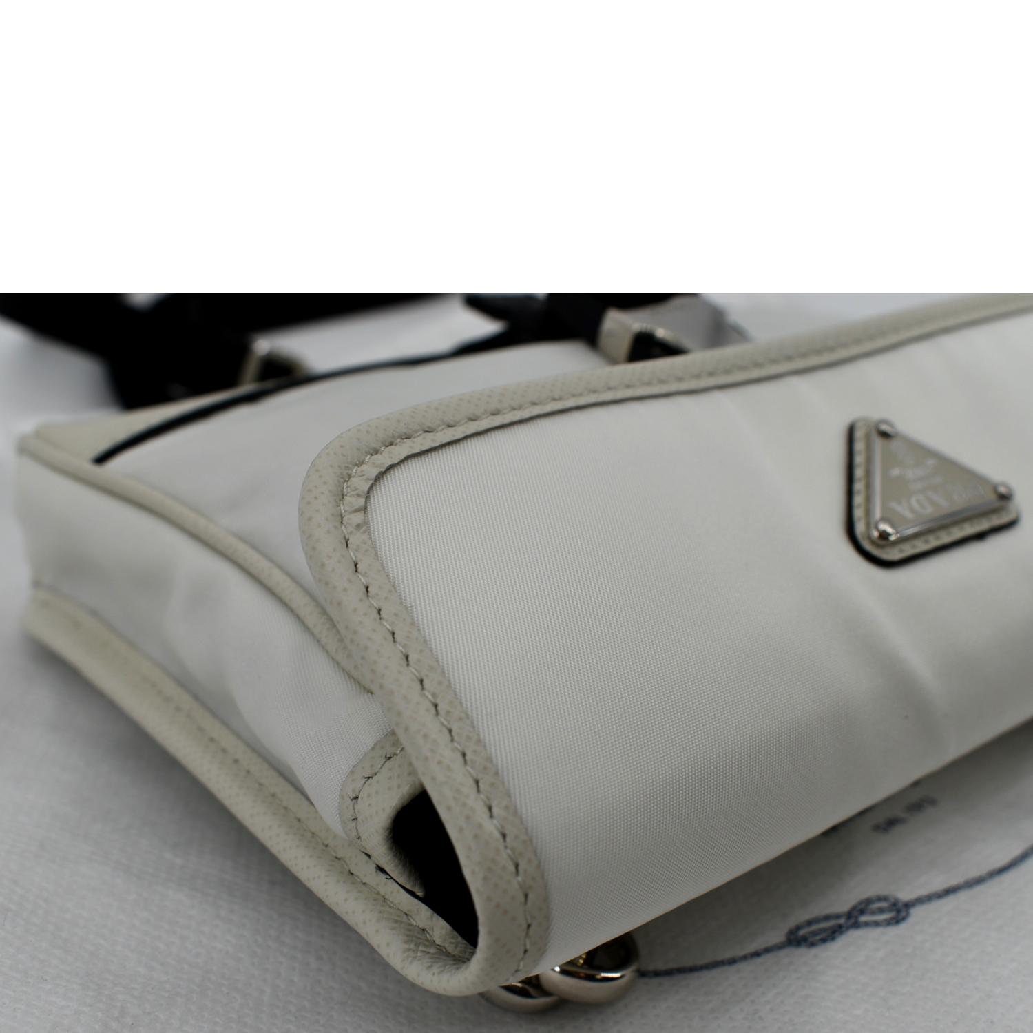 Prada Re-nylon And Saffiano Leather Smartphone Case In Chalk White