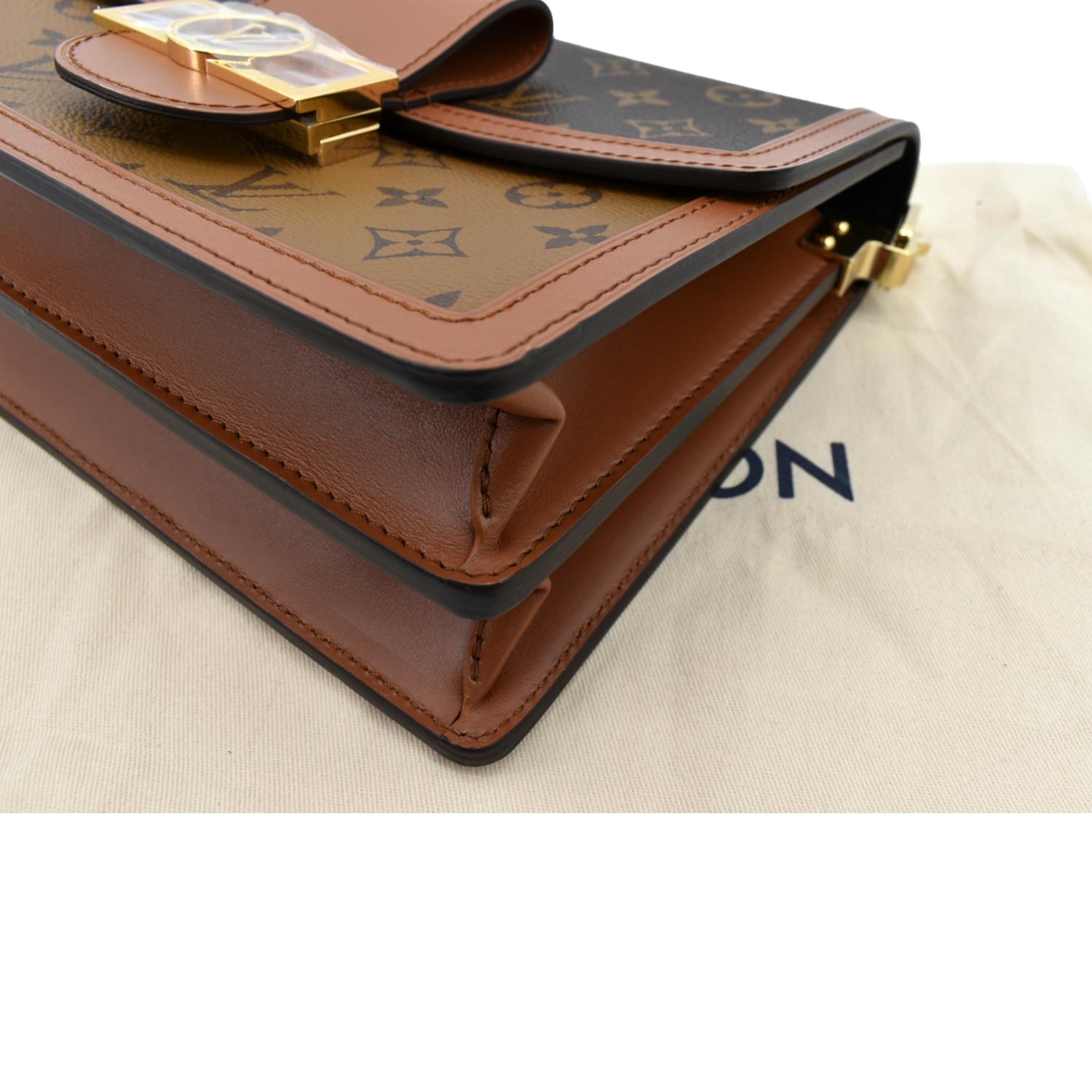 Louis Vuitton Brown Monogram Reverse Dauphine Dark brown Leather Cloth  Pony-style calfskin ref.321177 - Joli Closet